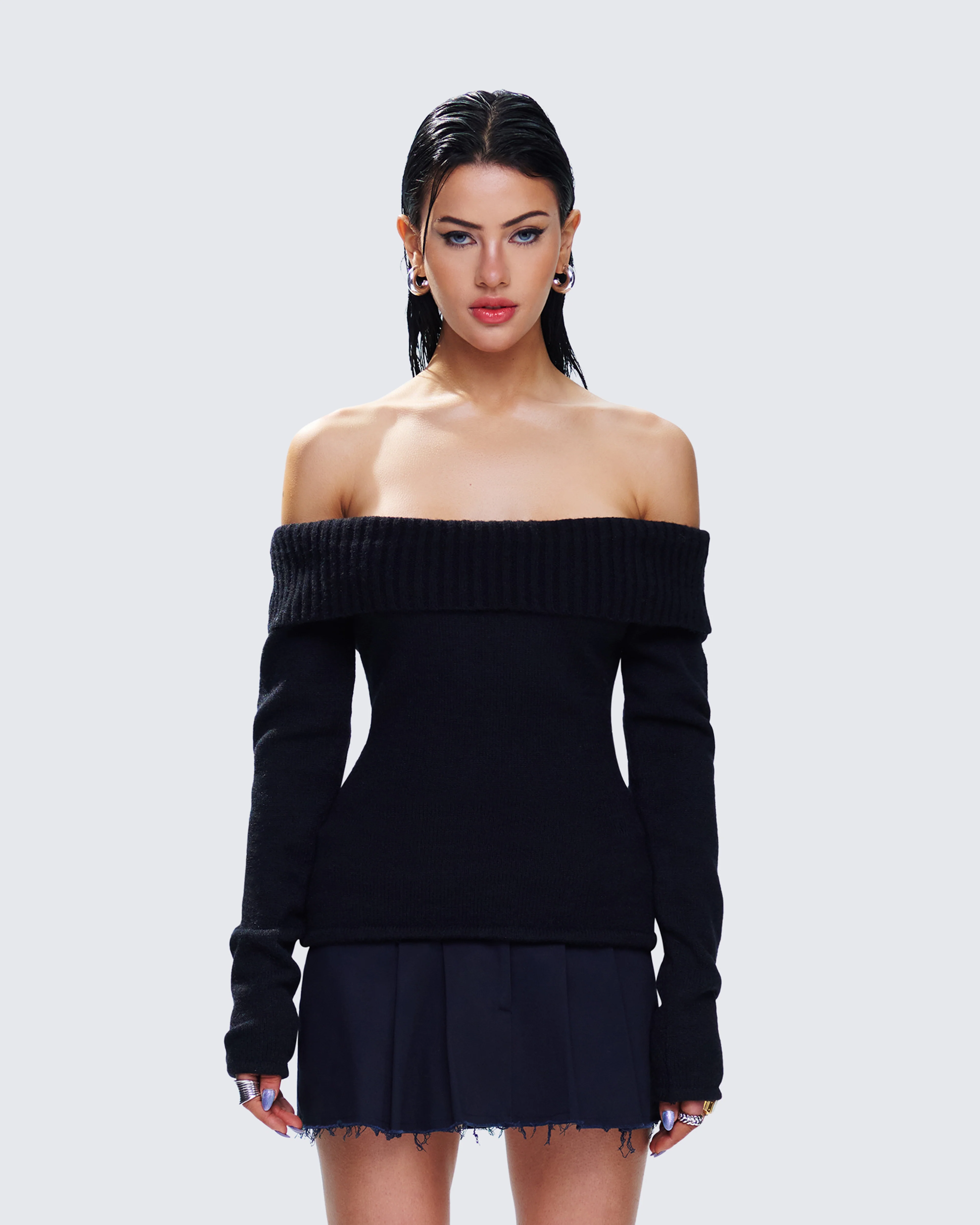 Lorraine Black Sweater Knit Top - Image 3