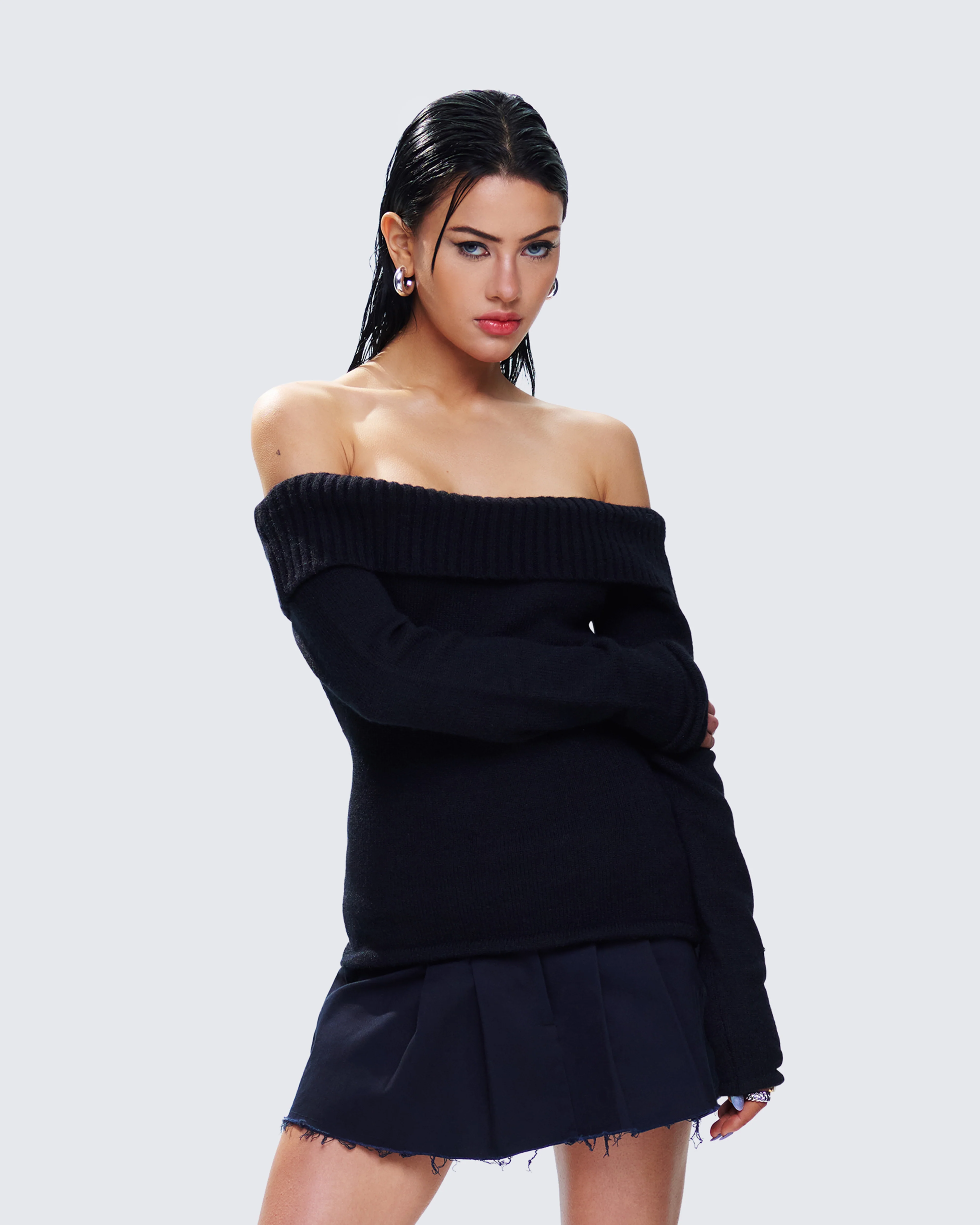 Lorraine Black Sweater Knit Top - Image 5