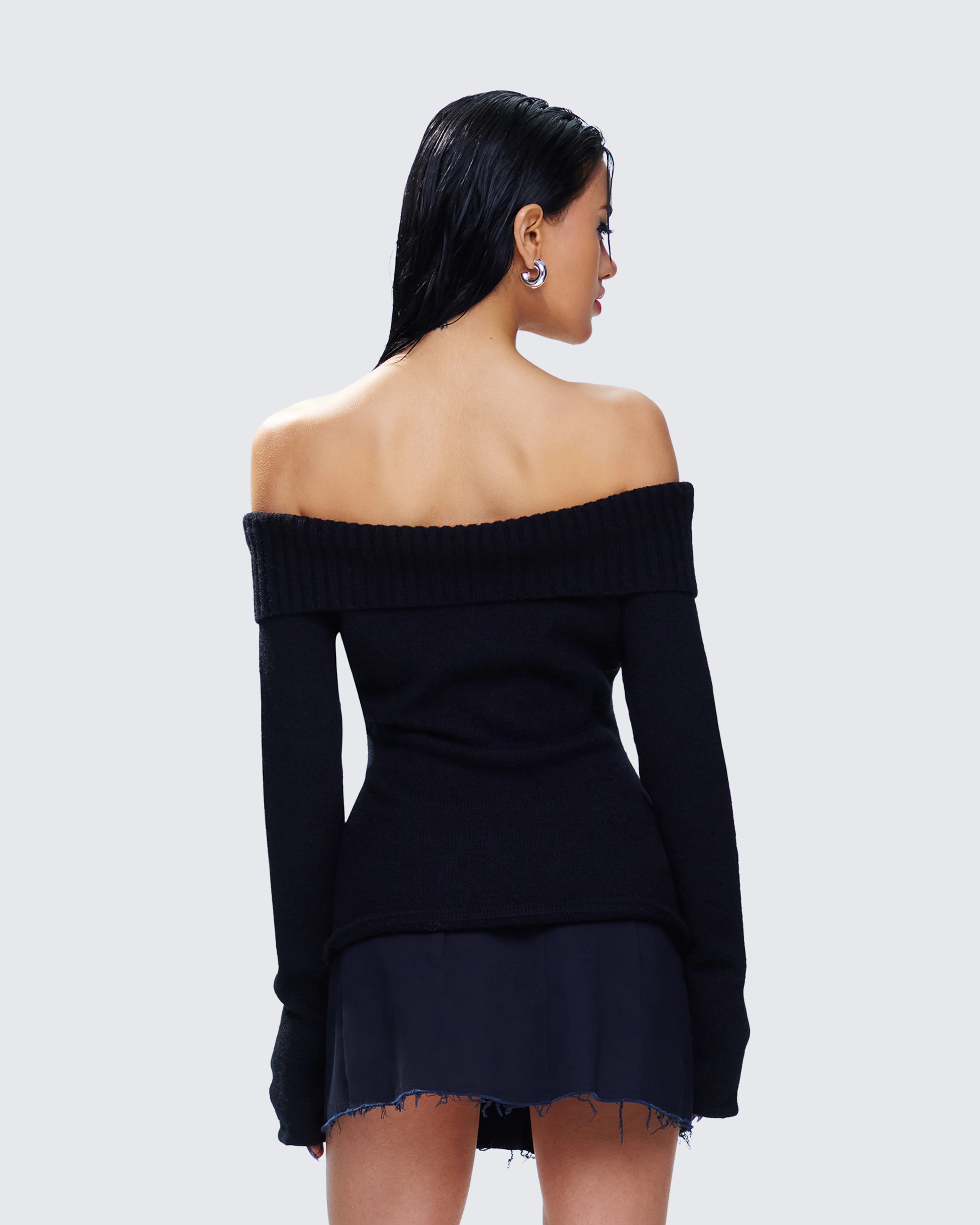 Lorraine Black Sweater Knit Top - Image 6