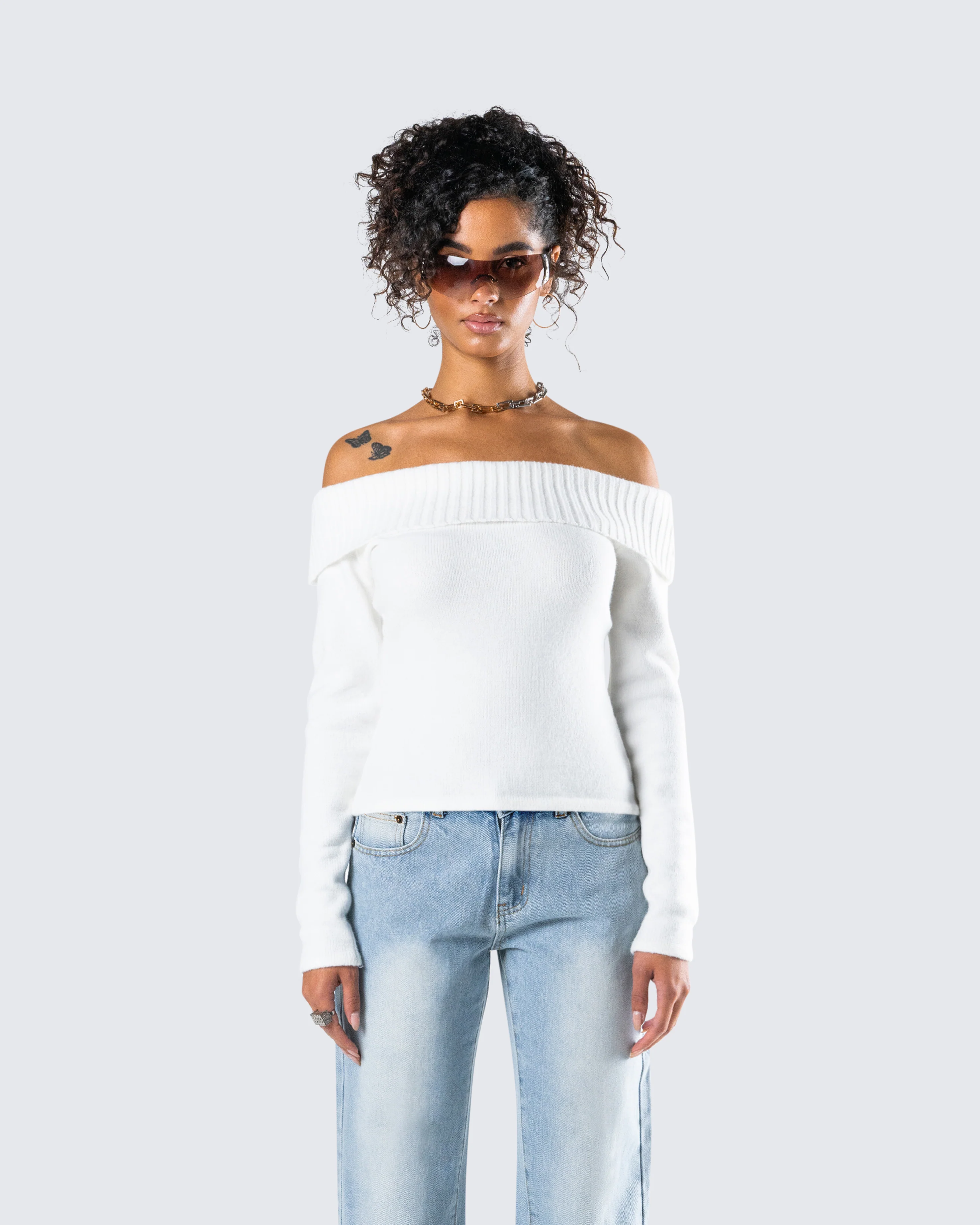 Lorraine White Sweater Knit Top - Image 4