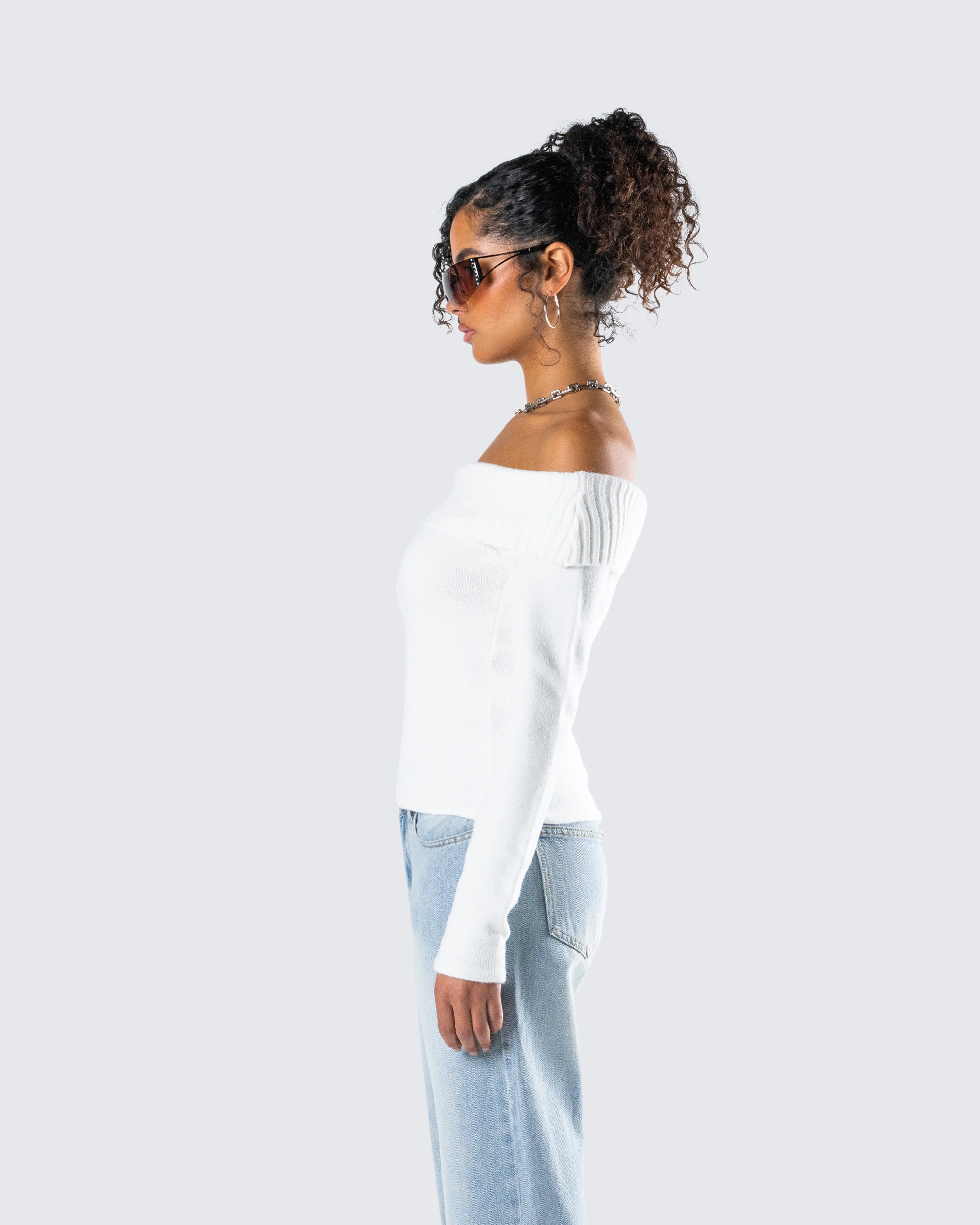 Lorraine White Sweater Knit Top - Image 6