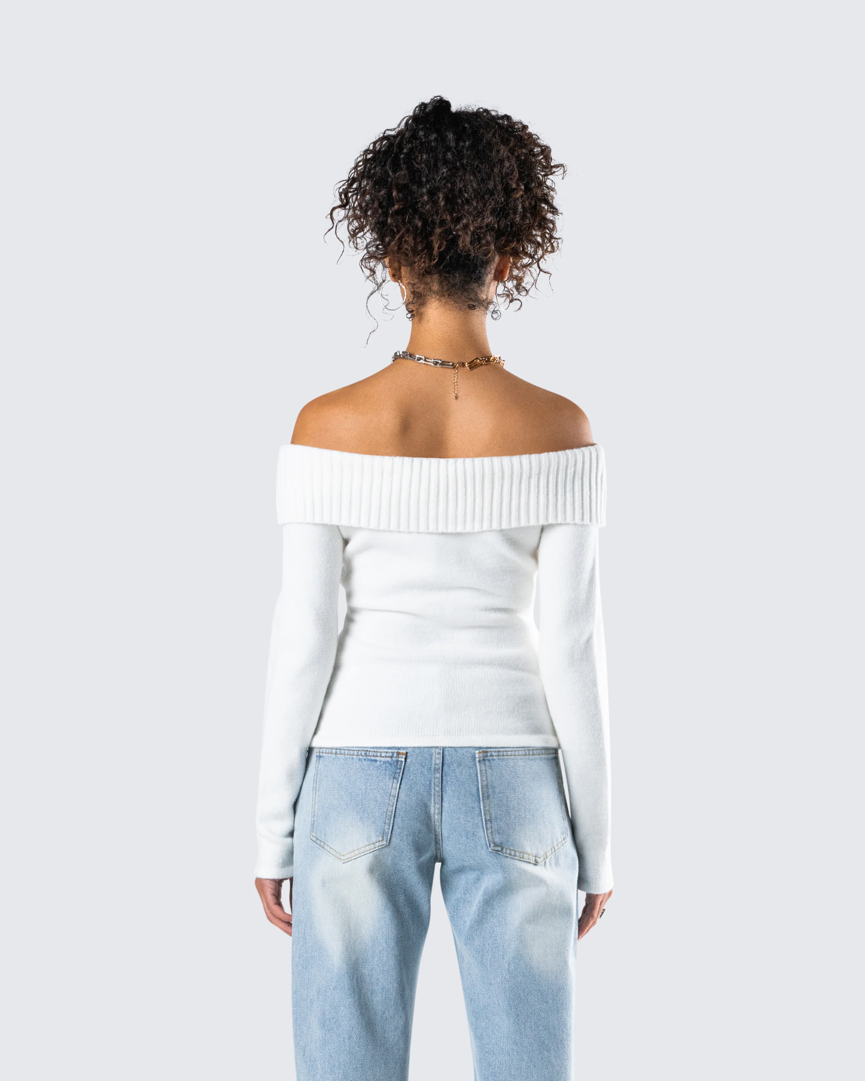 Lorraine White Sweater Knit Top - Image 7