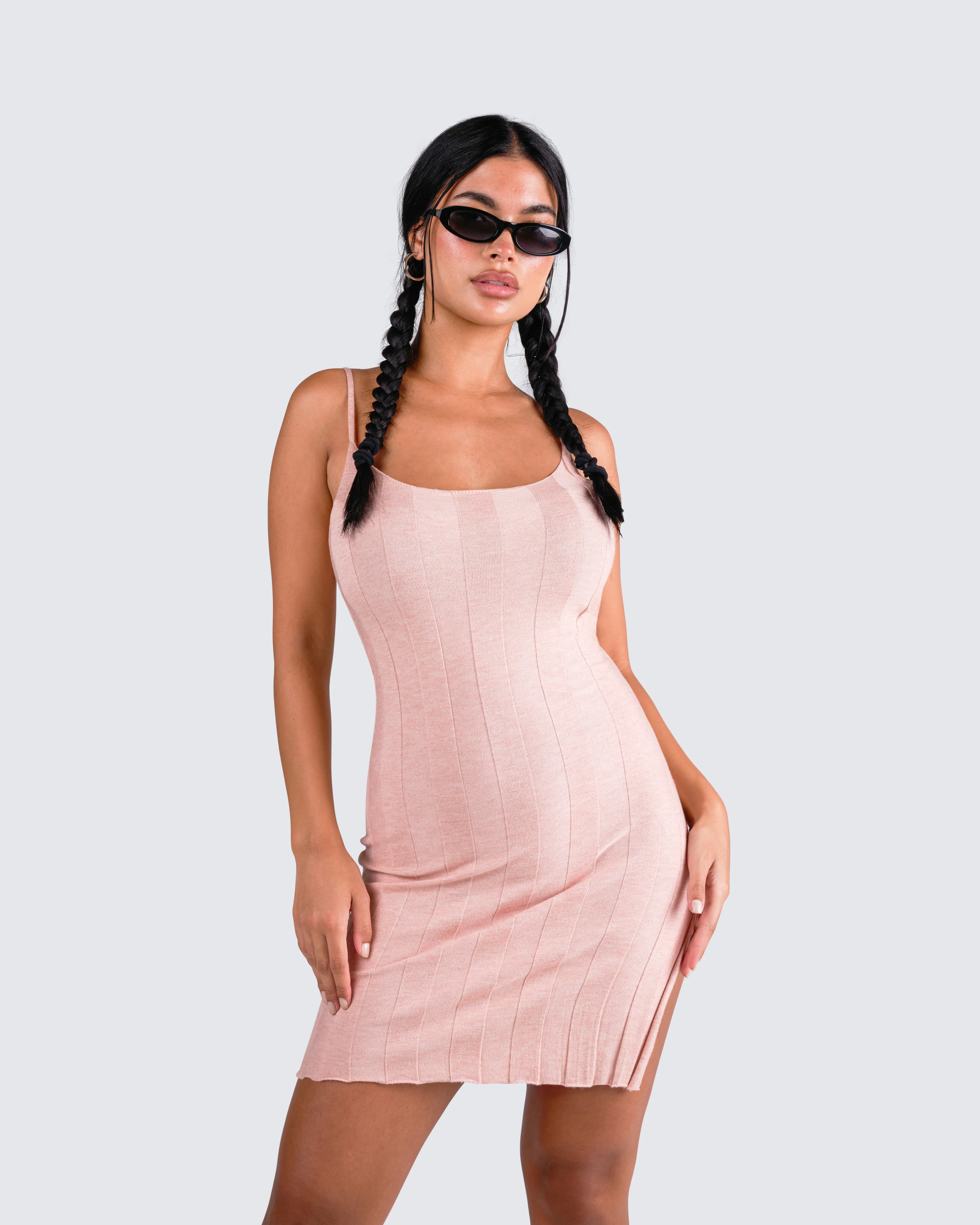 Lou Pink Stripe Mini Sweater Dress - Image 9