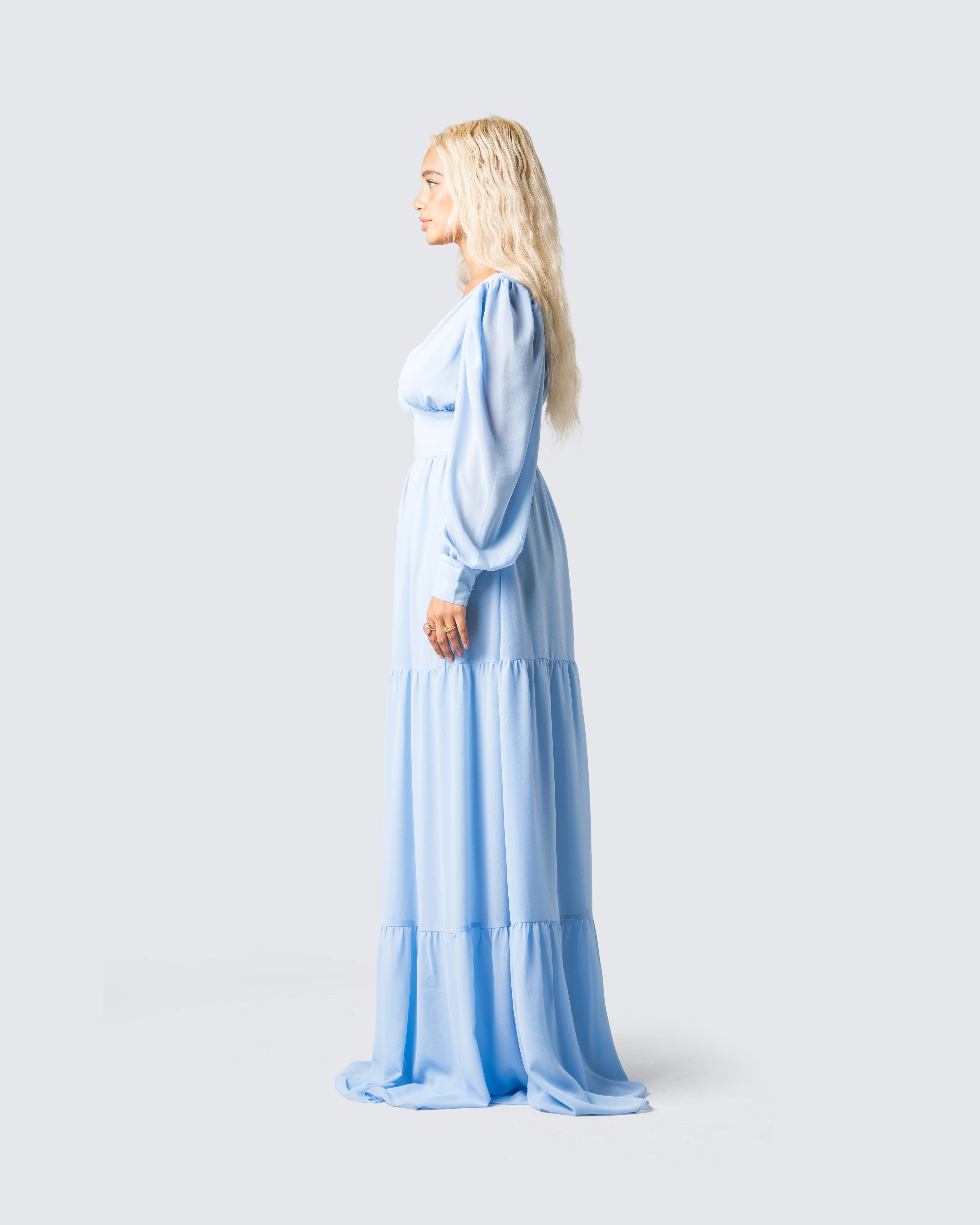 Louise Baby Blue Tiered Maxi Dress - Image 5