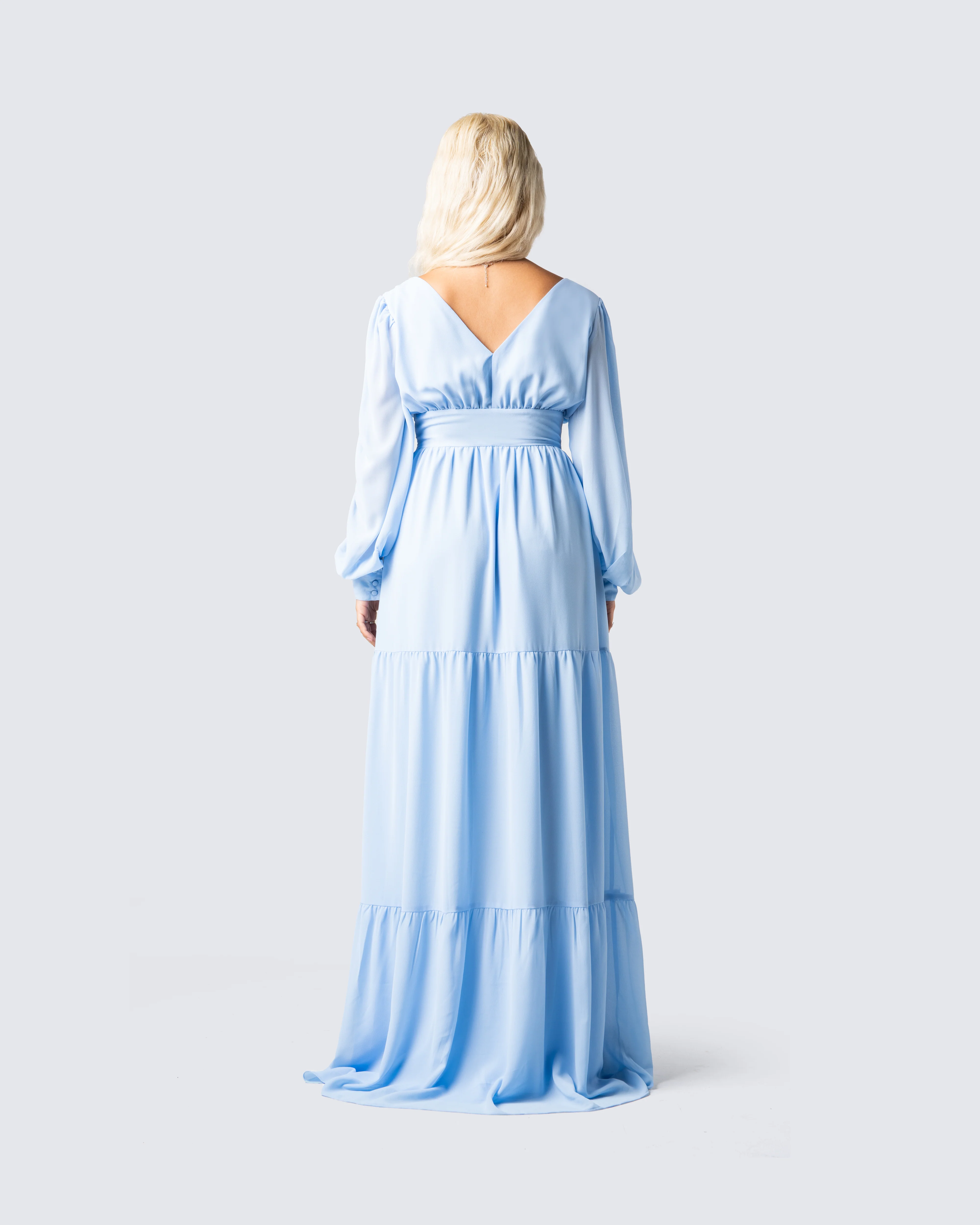 Louise Baby Blue Tiered Maxi Dress - Image 6