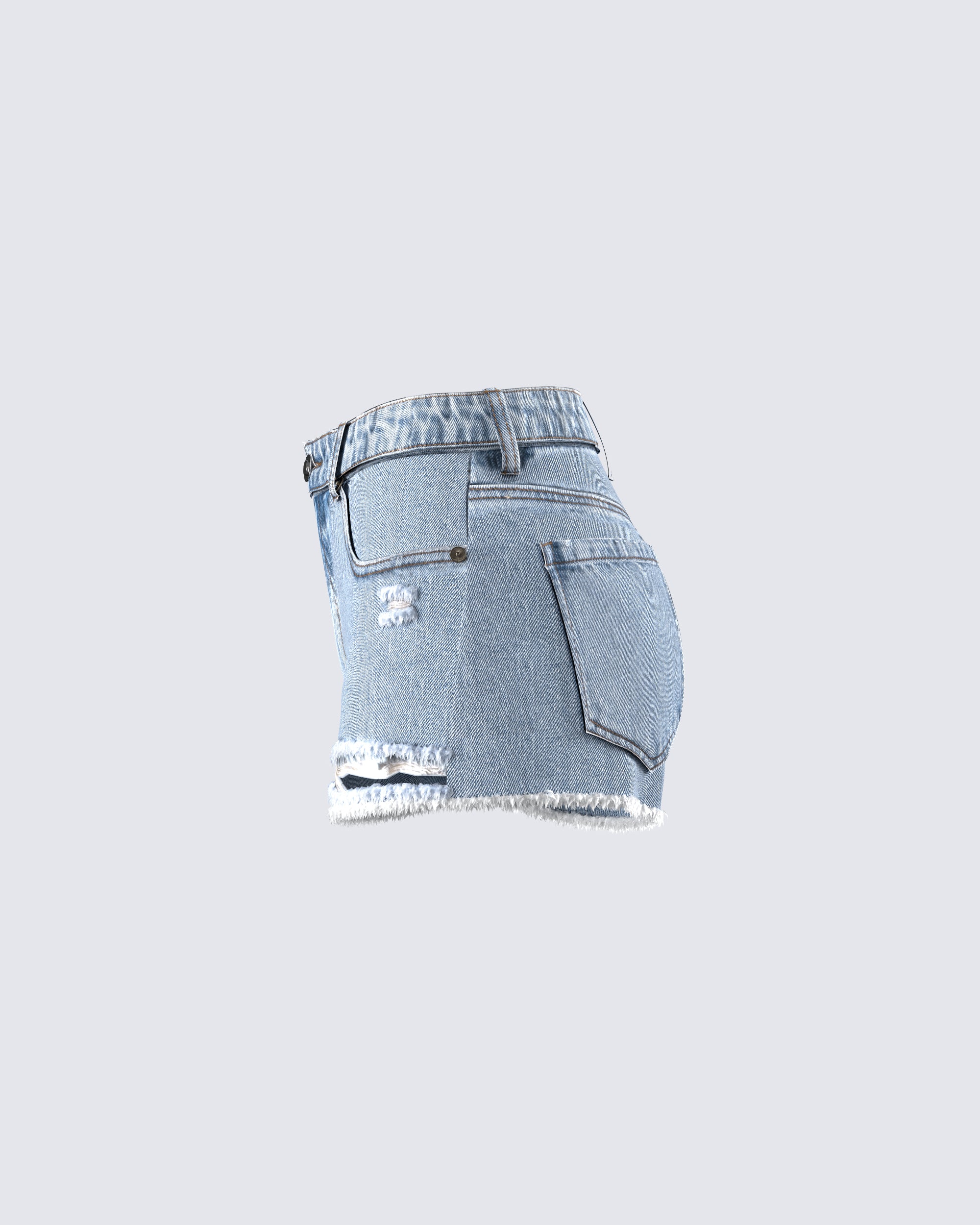 Lowan Blue Distressed Denim Shorts - Image 2