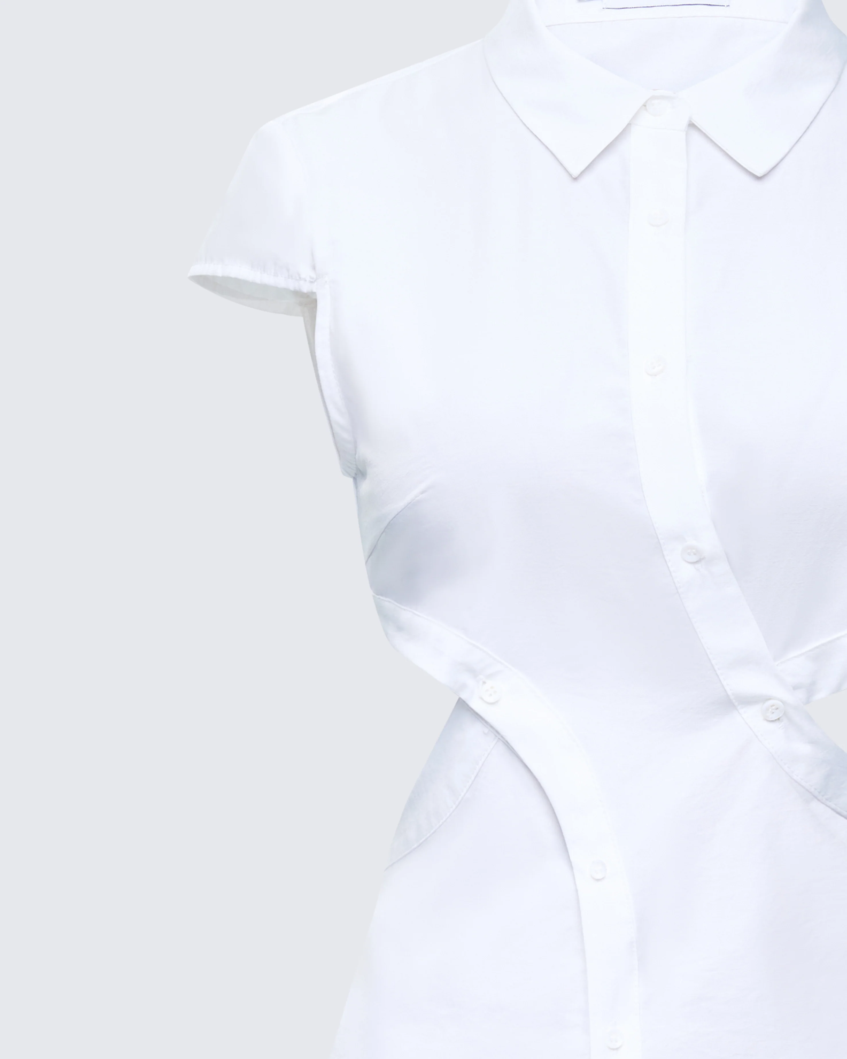 Lowen White Poplin Cut Out Shirt - Image 6