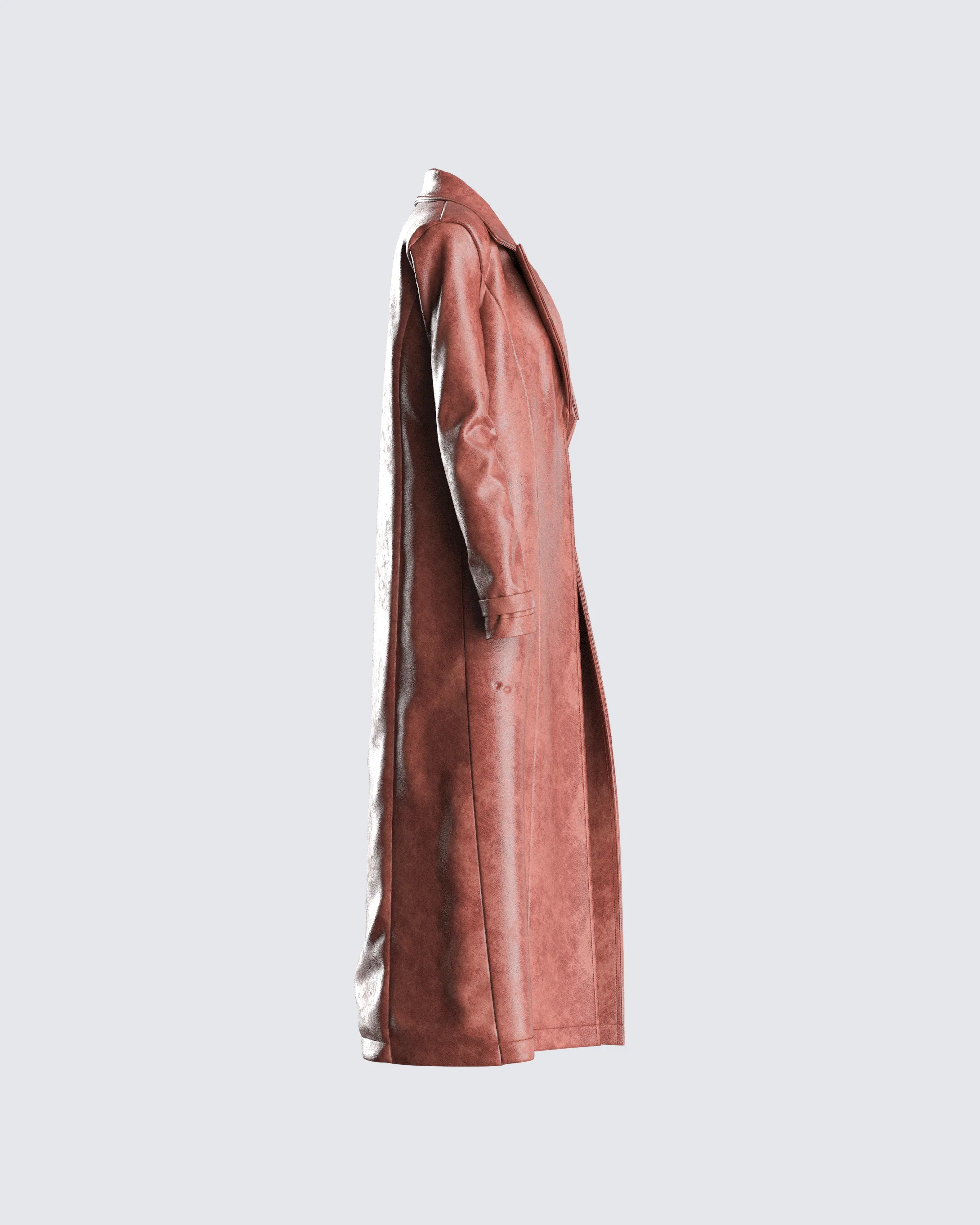 Lu Brown Vegan Leather Coat - Image 2