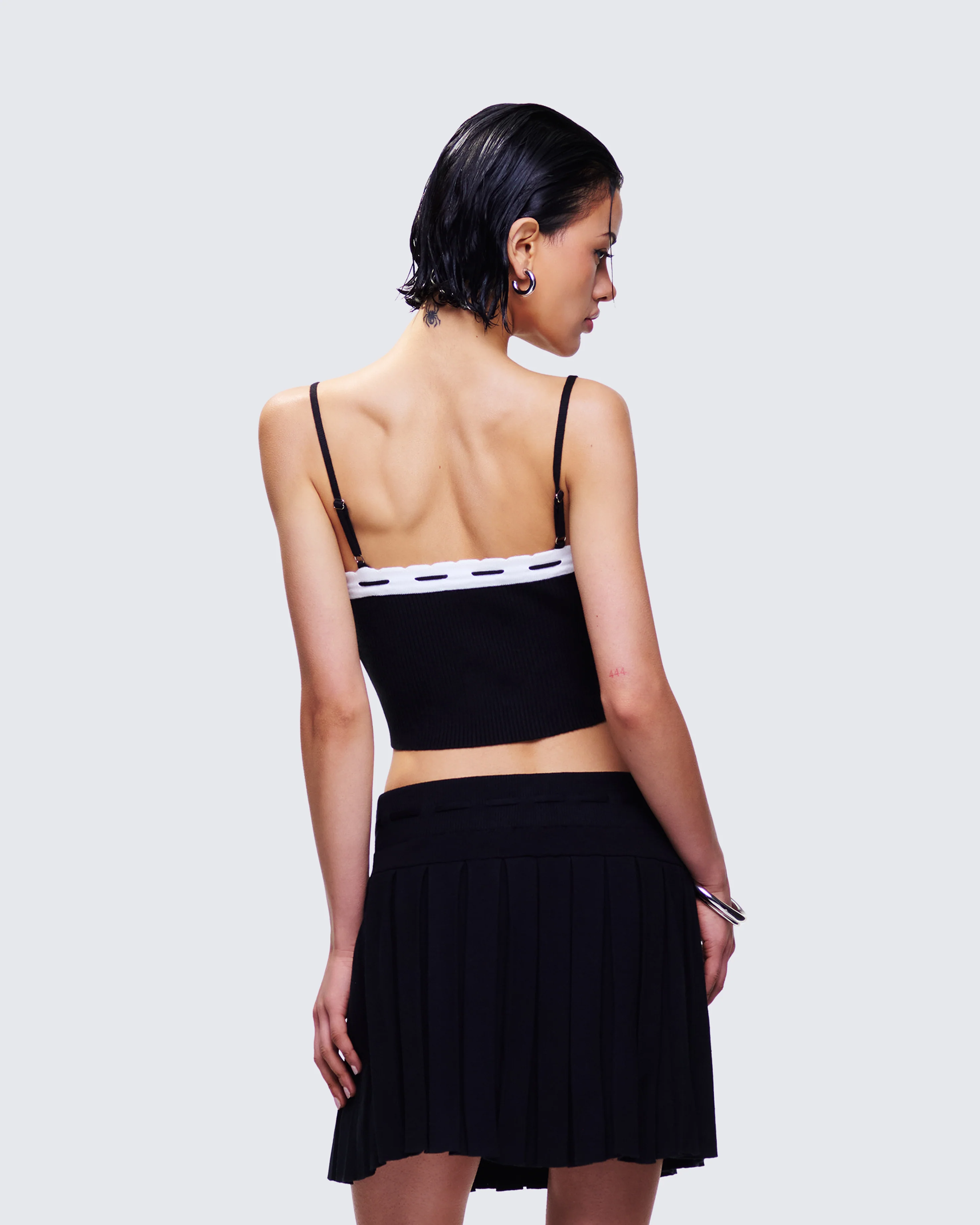 Lucien Black Ribbon Path Knitted Top - Image 4