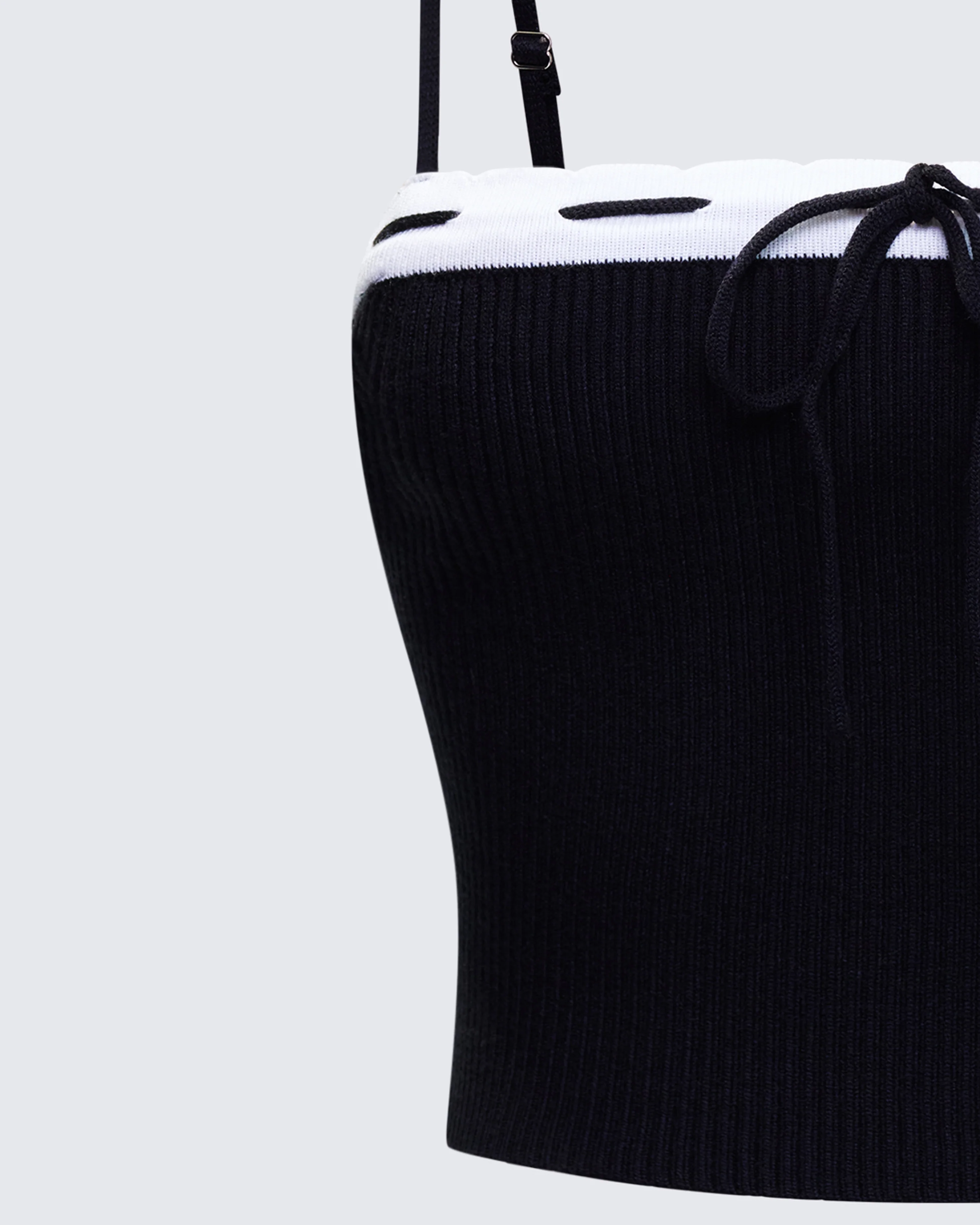 Lucien Black Ribbon Path Knitted Top - Image 6