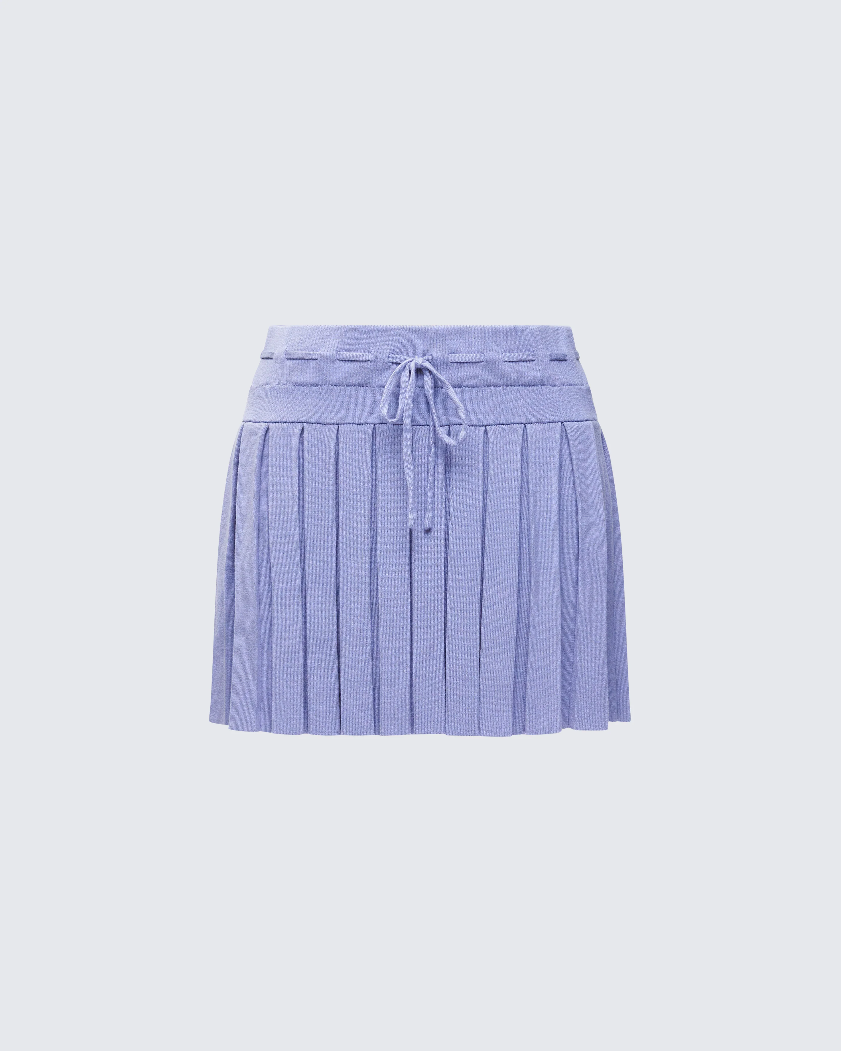 Lucien Blue Ribbon Path Knitted Pleated Skirt