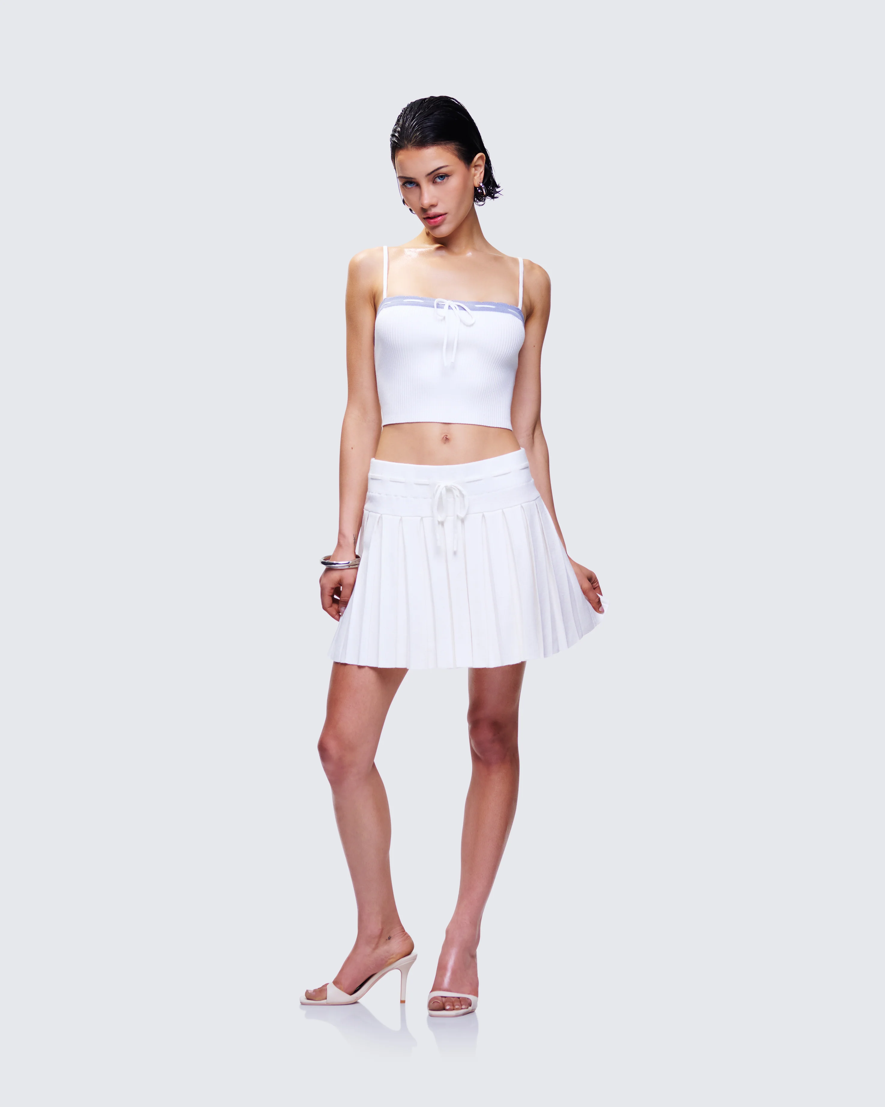 Lucien White Ribbon Path Knitted Top - Image 5