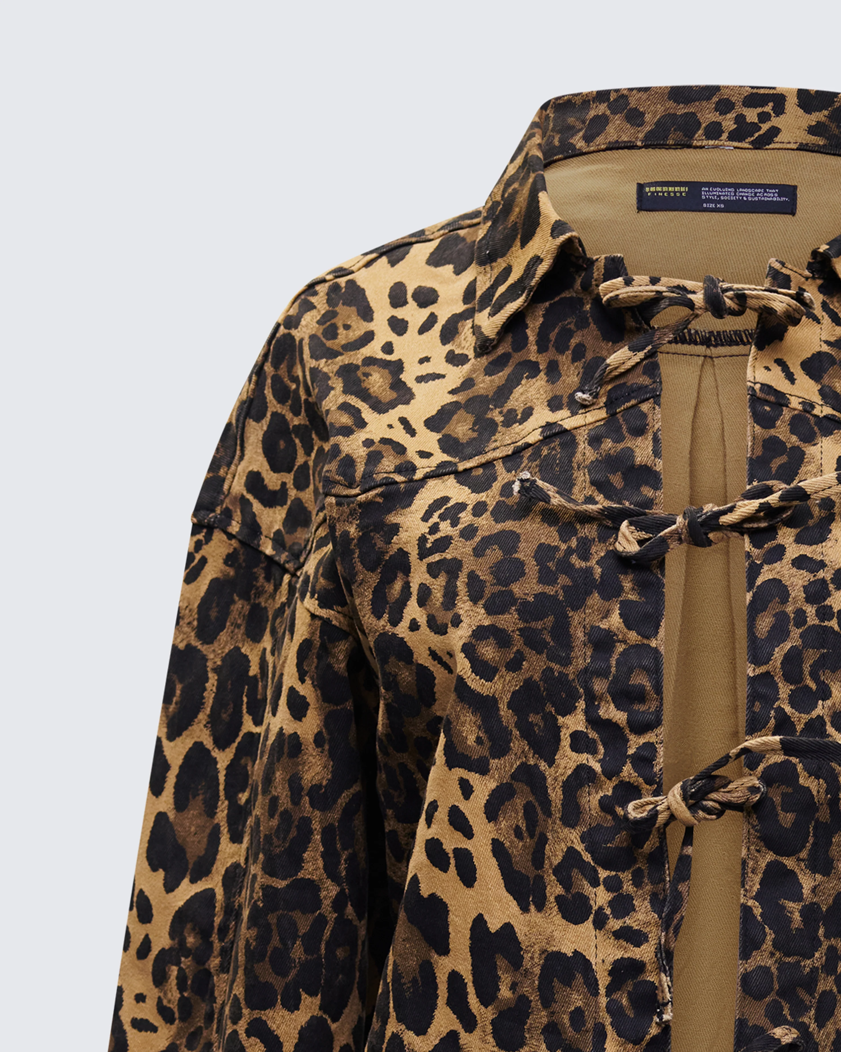Lucretia Leopard Bow Tied Twill Shirt Jacket - Image 6