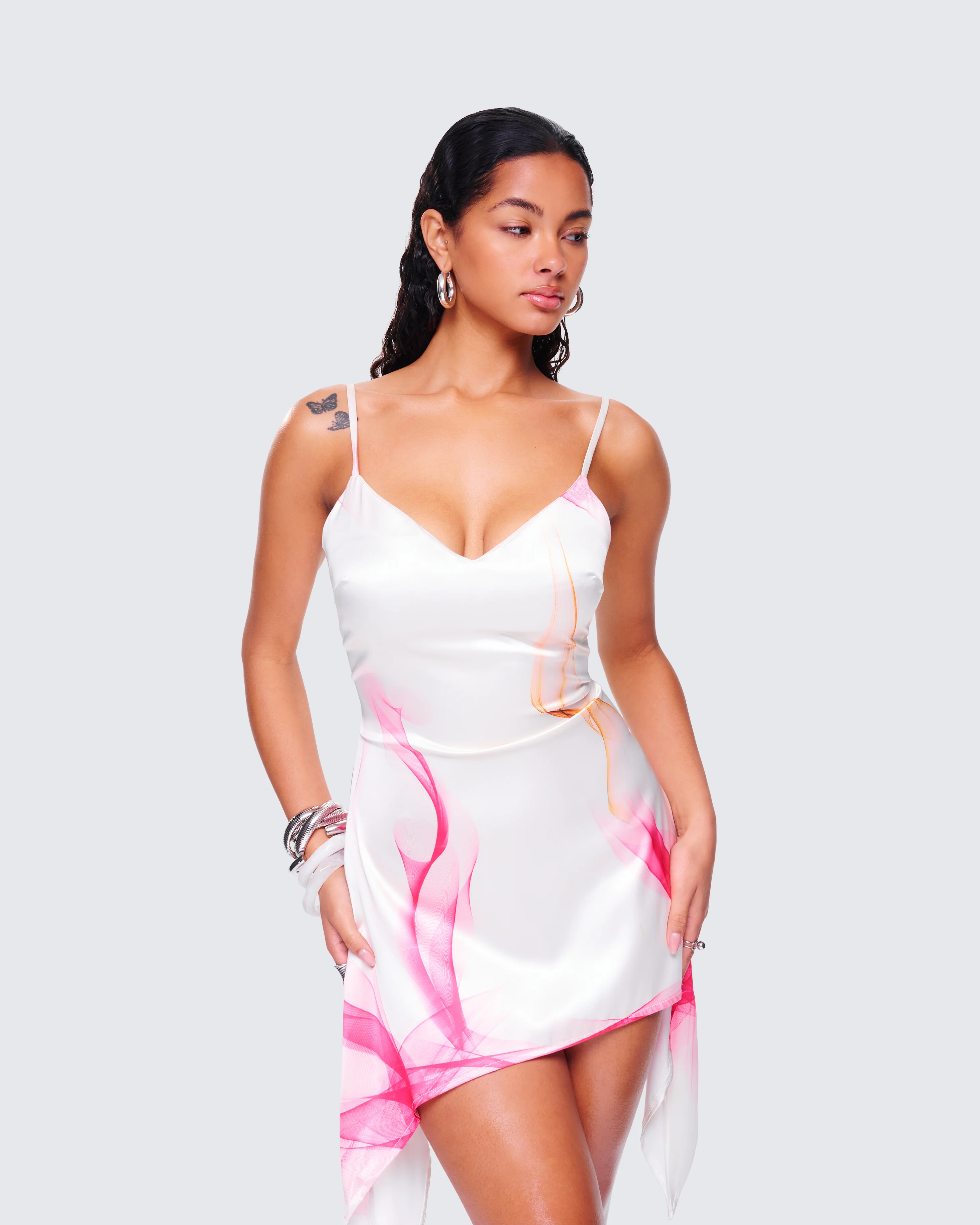 Luisa Pink Print Mini Dress - Image 8