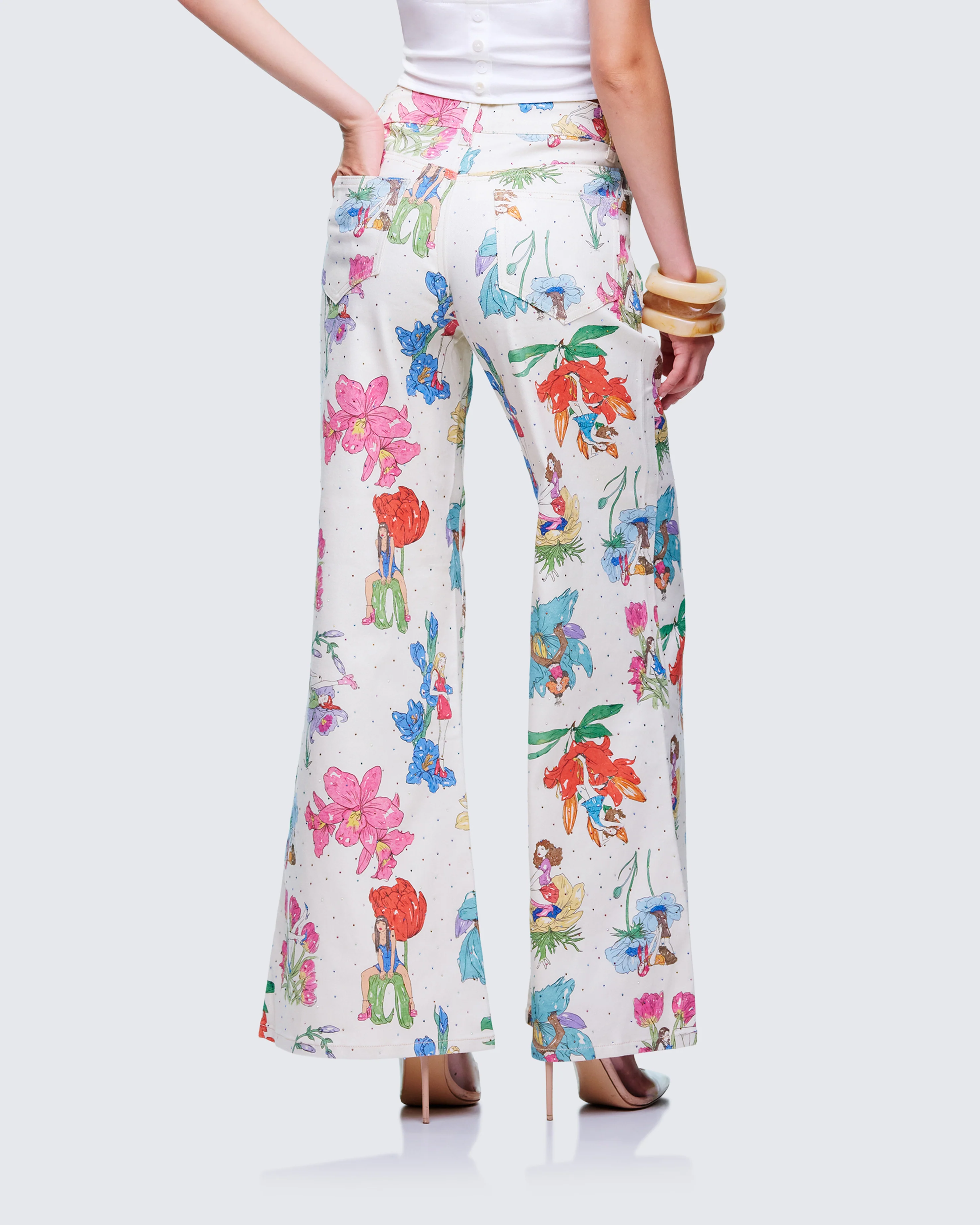 Lunara Ivory Embellished Twill Pant - Image 4
