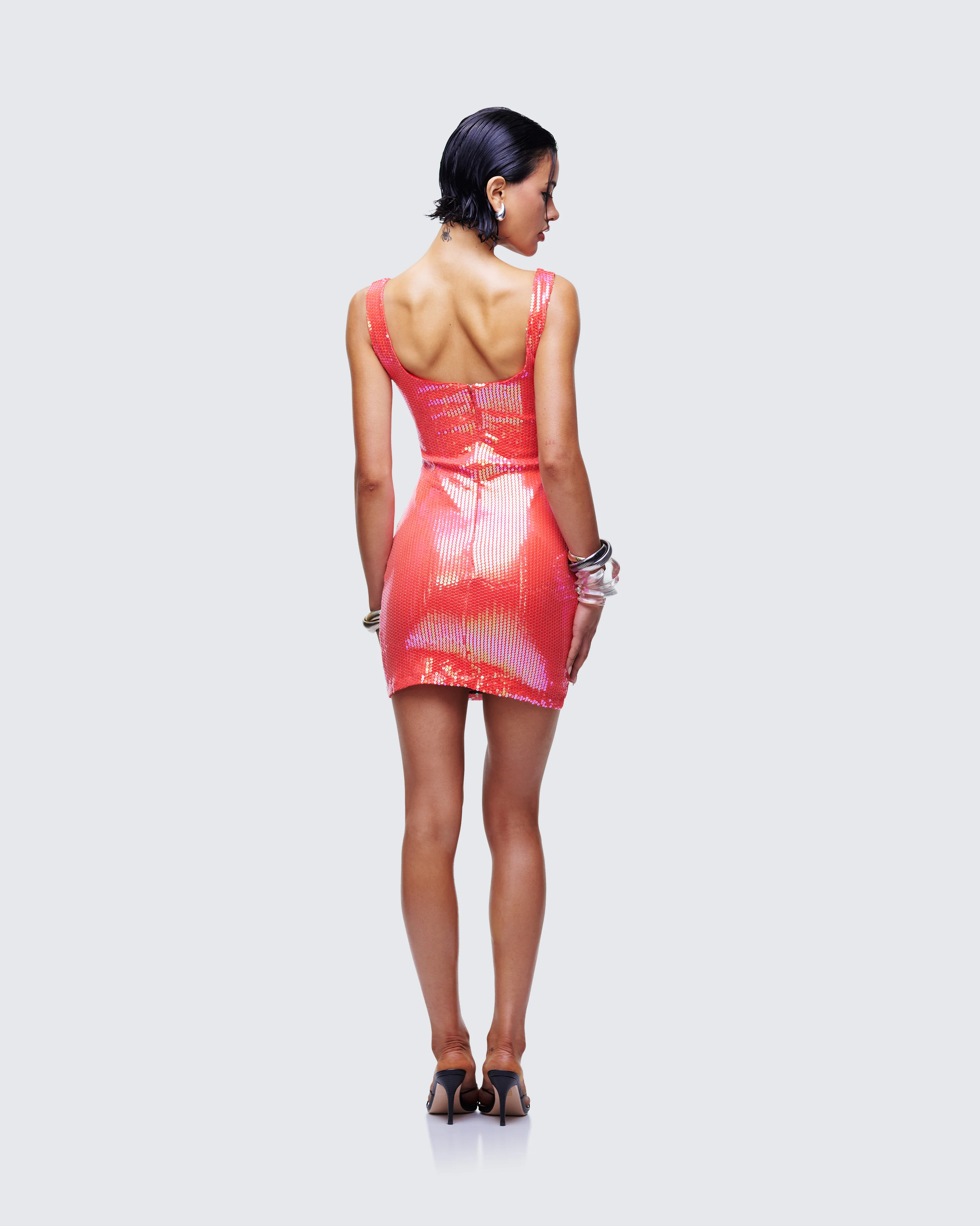 Lyla Red Sequin Slogan Mini Dress - Image 5
