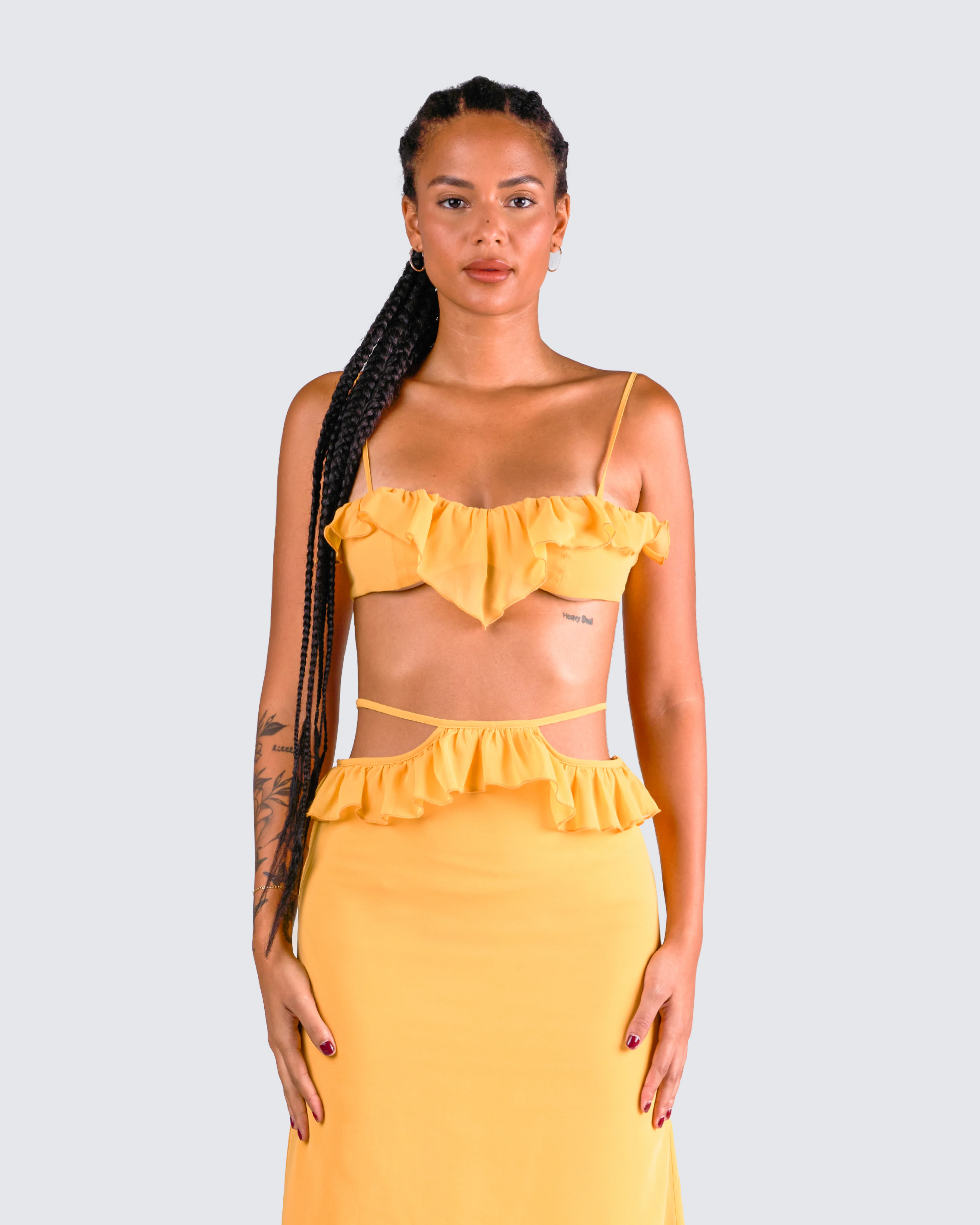 Lyra Yellow Ruffle Cropped Top - Image 4
