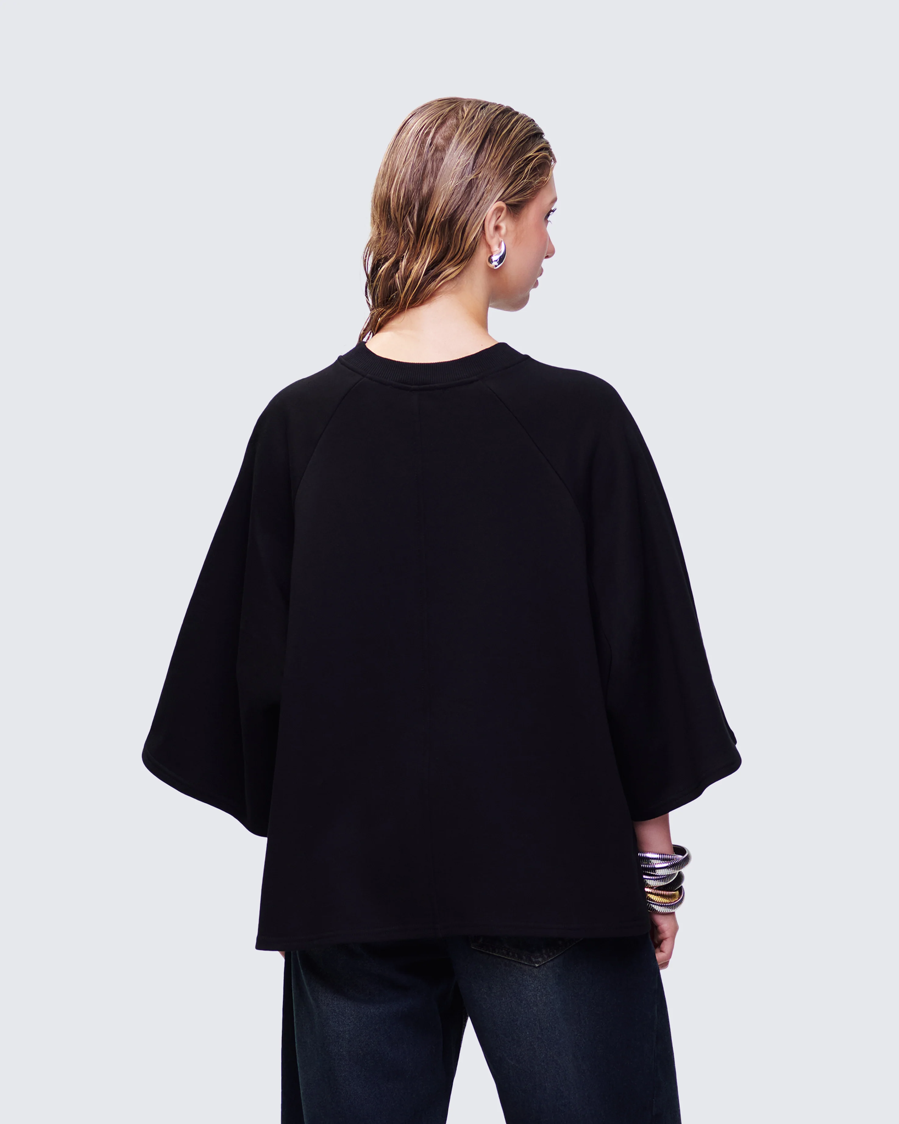 Mabelle Black Oversized Raglan Top - Image 4