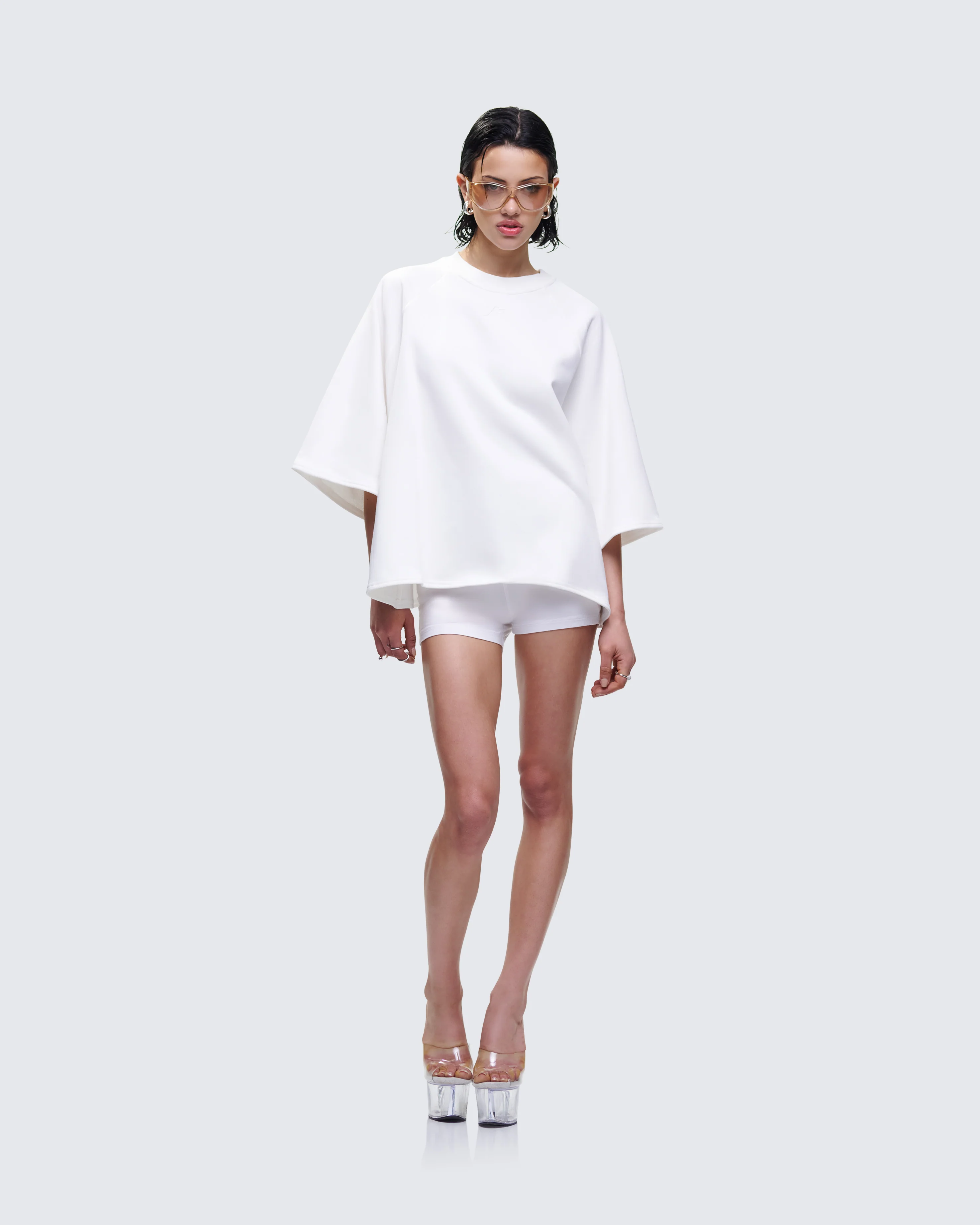 Mabelle White Oversized Raglan Top - Image 5