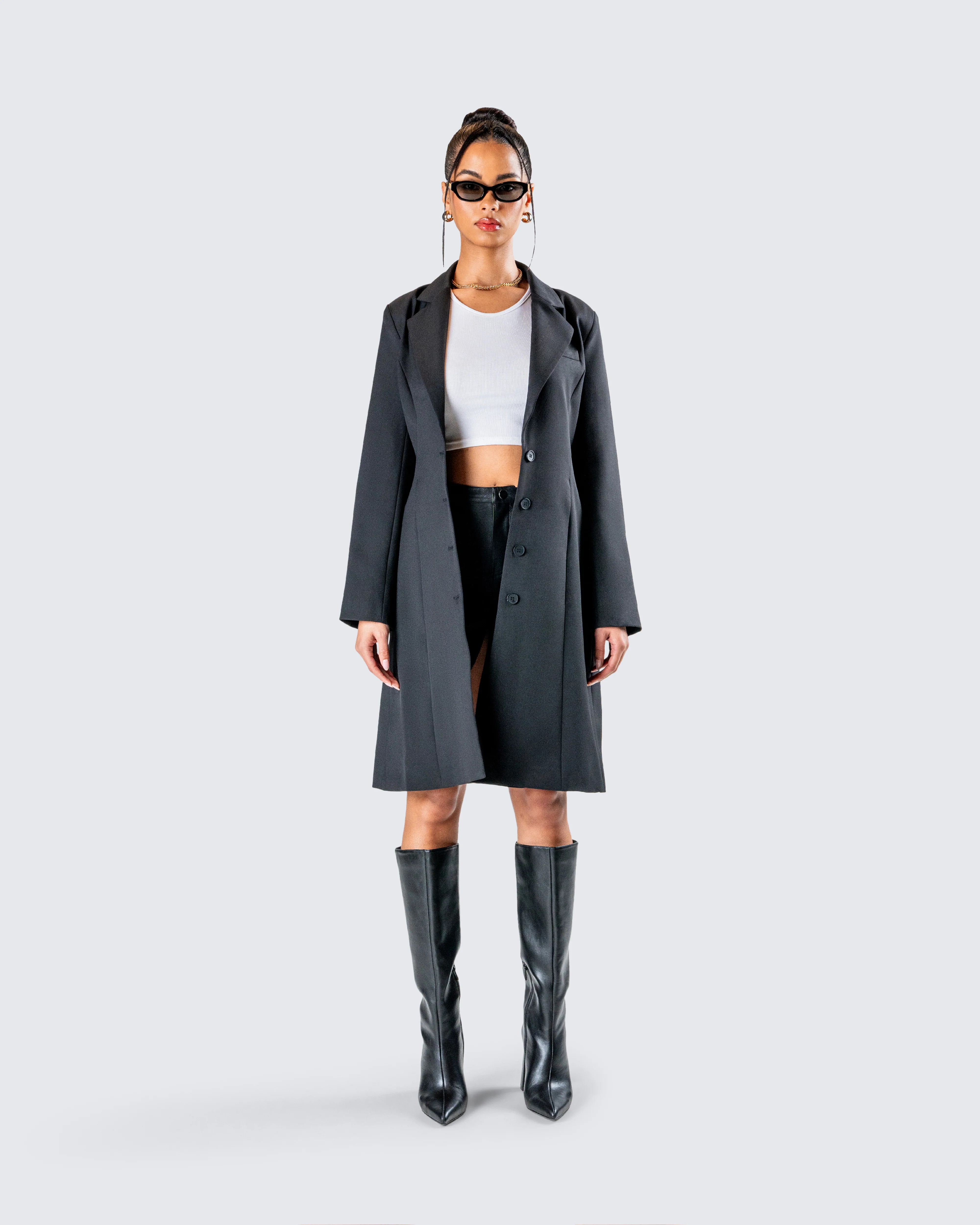 Mackenzie Black Longline Coat - Image 4