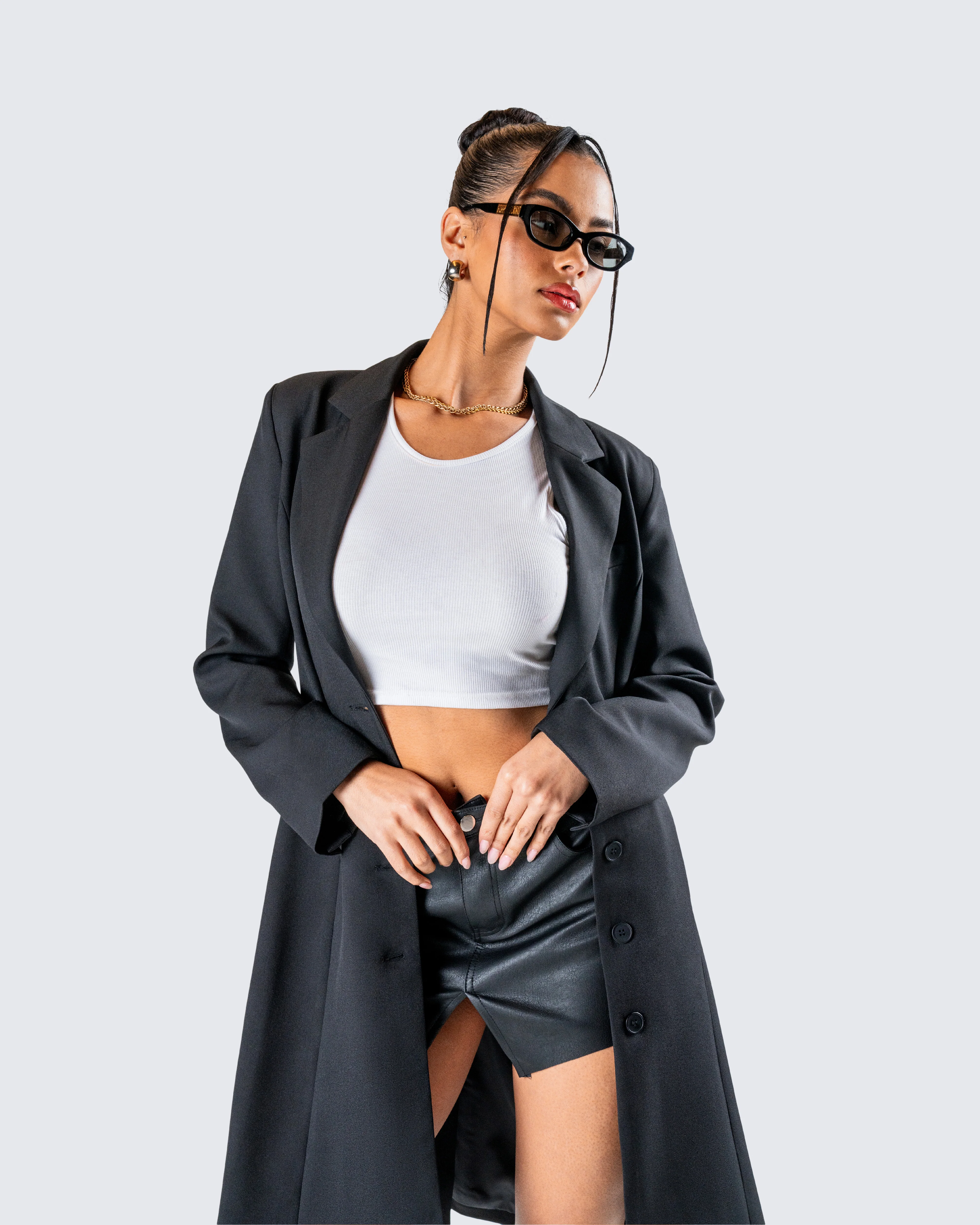 Mackenzie Black Longline Coat - Image 9