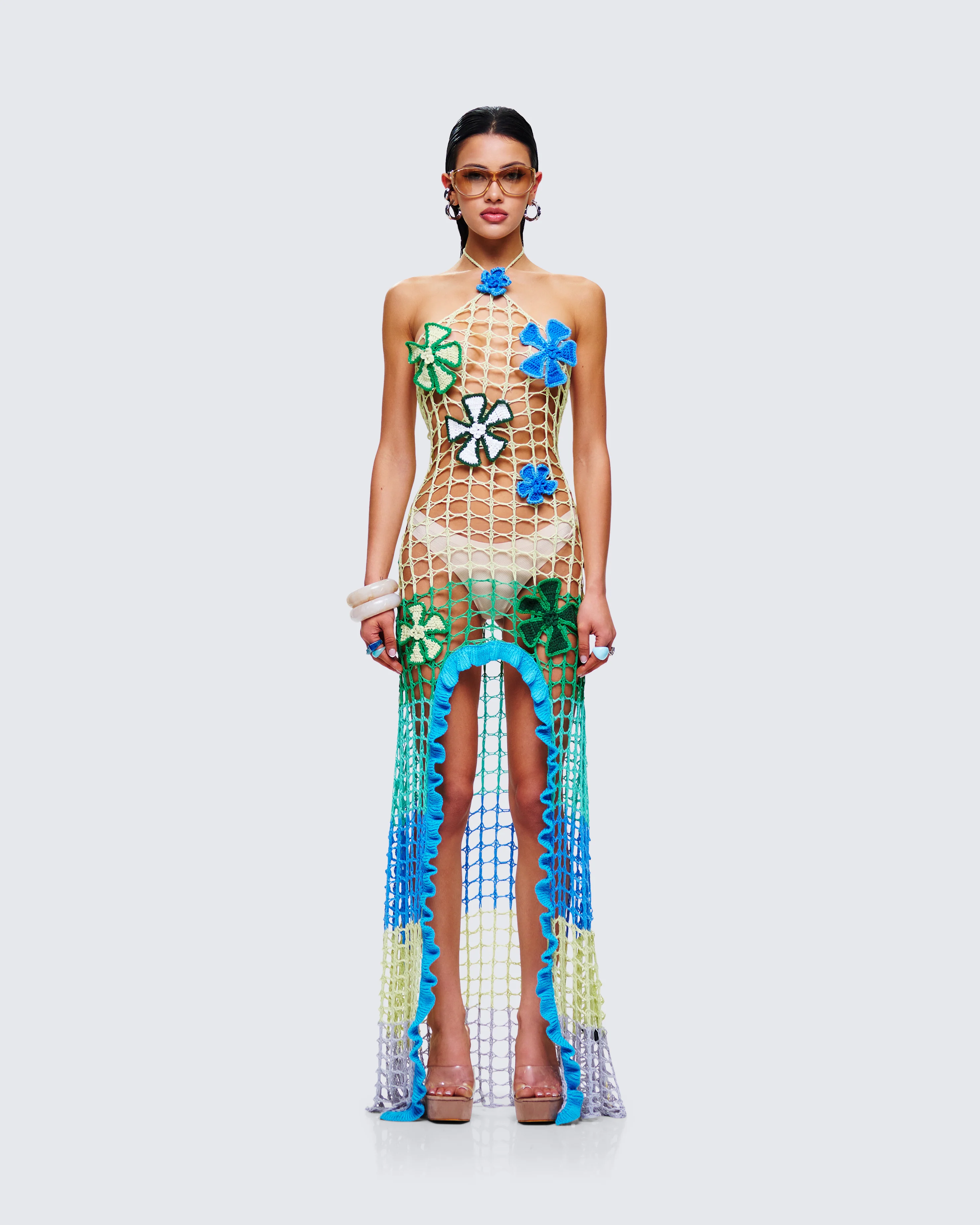 Mael Multi Crochet Floral Applique Dress - Image 4