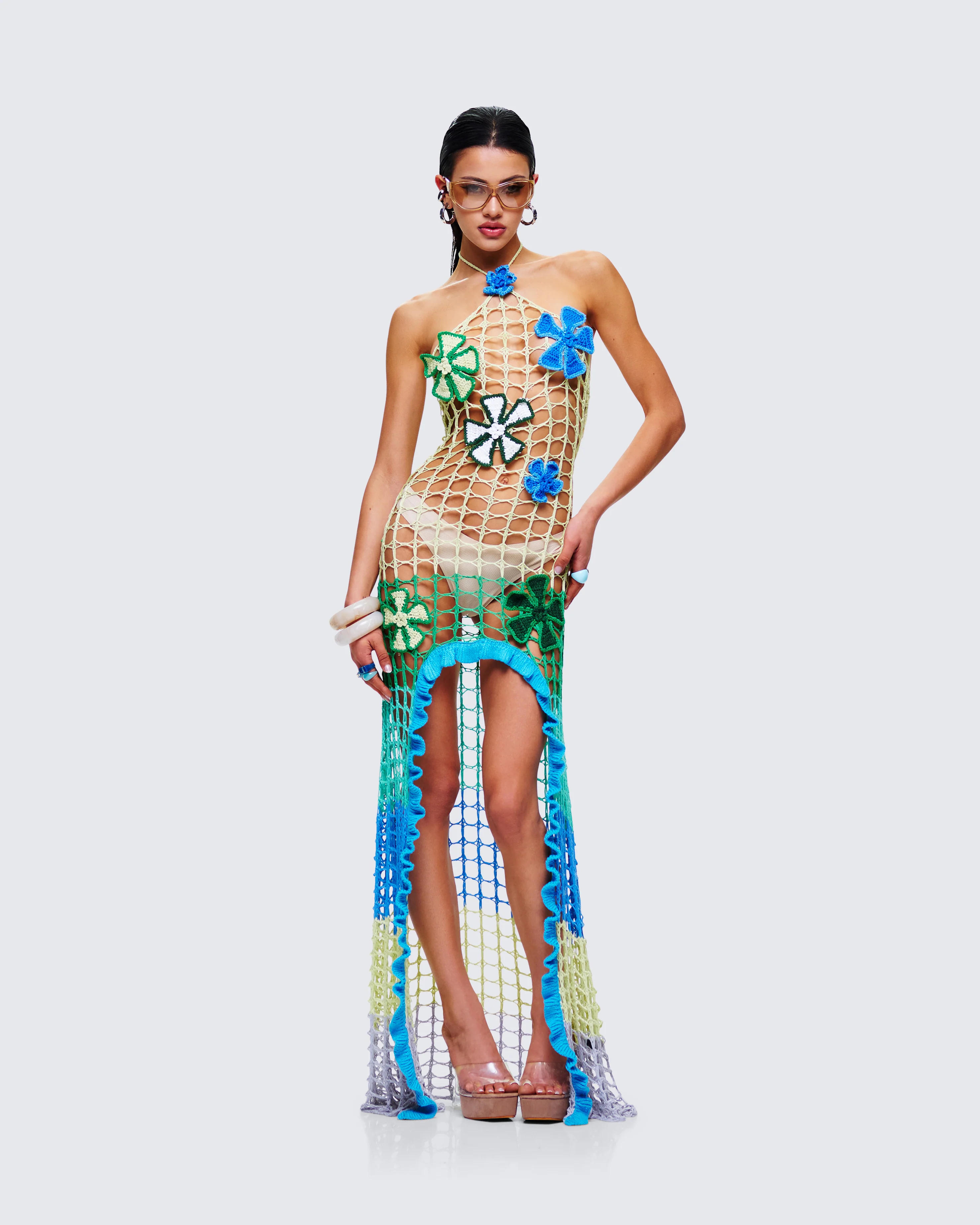 Mael Multi Crochet Floral Applique Dress - Image 5