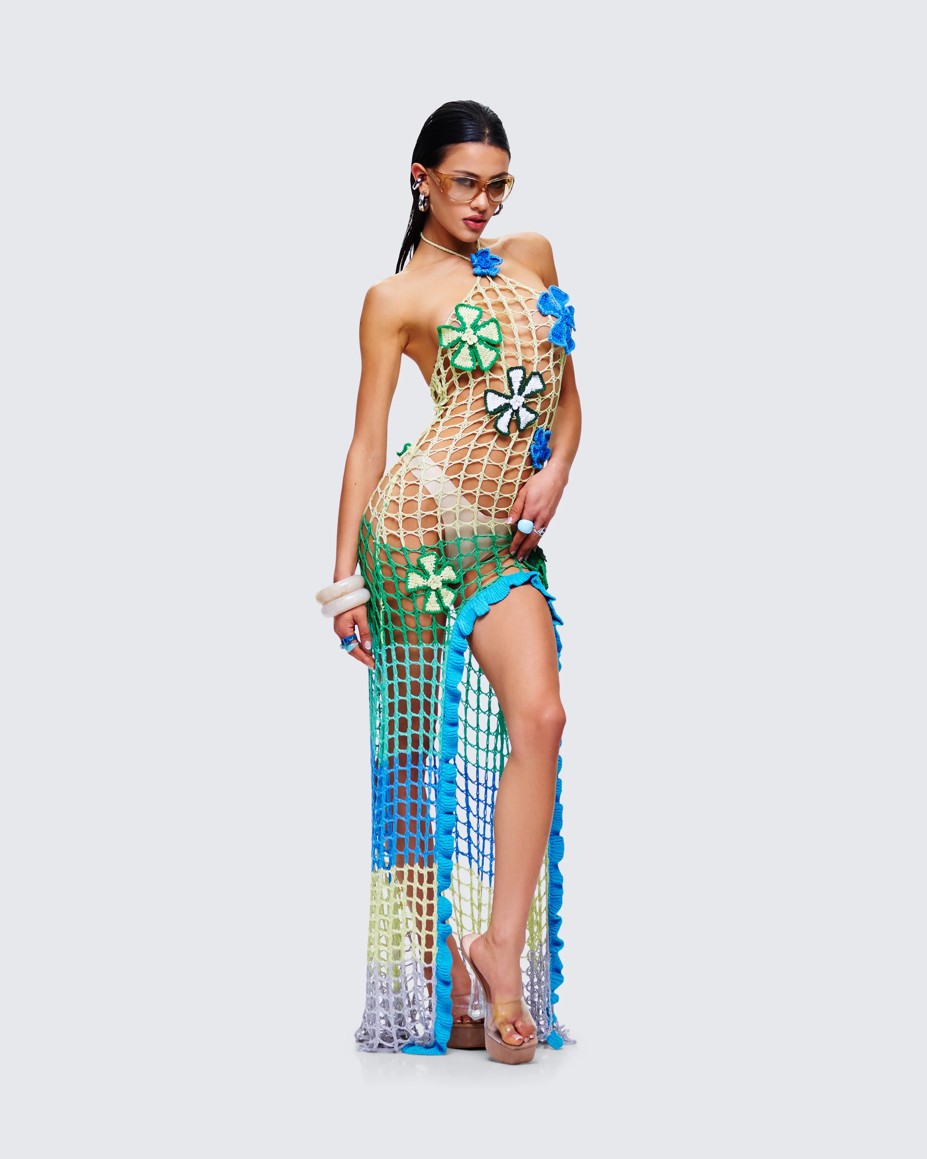 Mael Multi Crochet Floral Applique Dress - Image 6