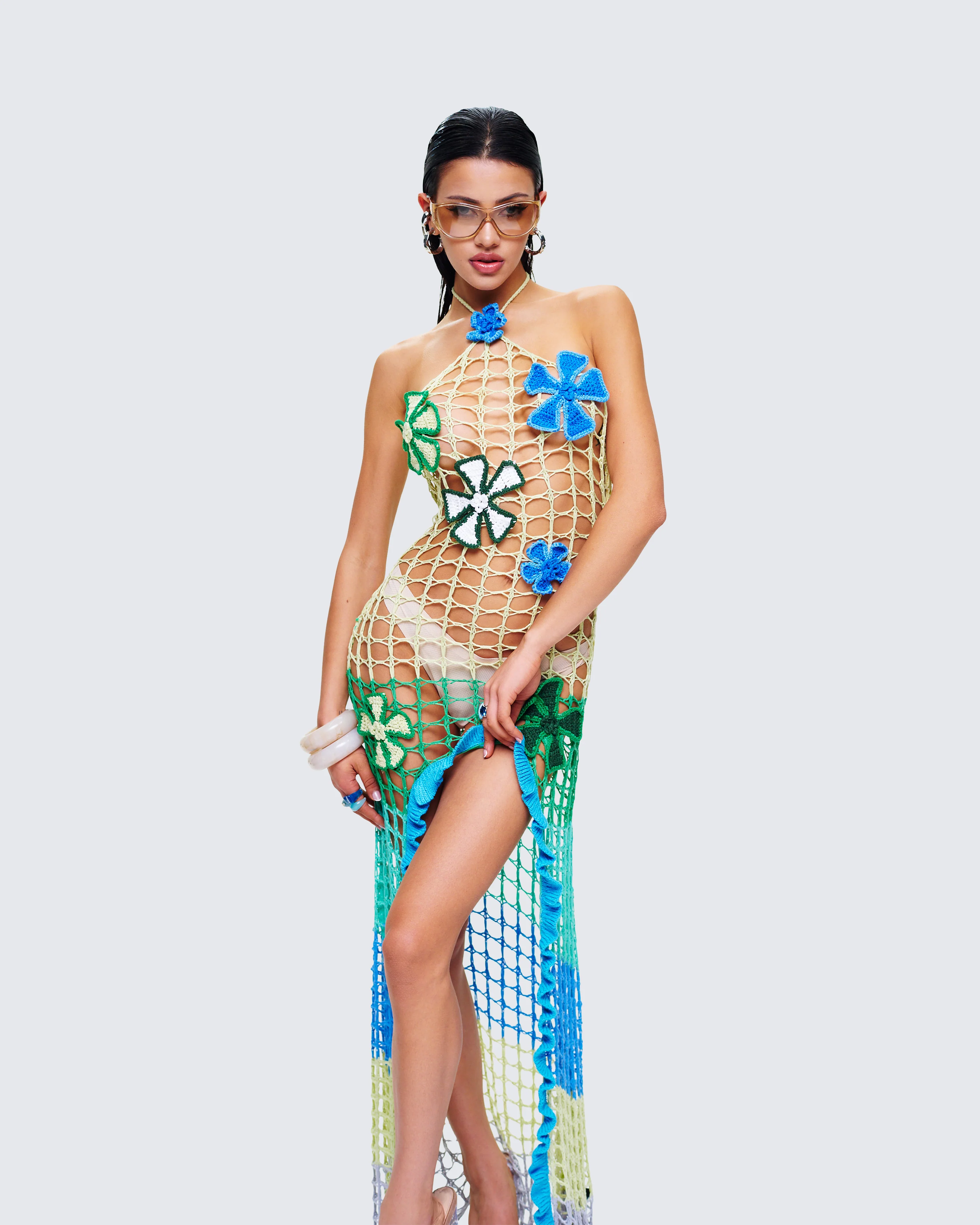 Mael Multi Crochet Floral Applique Dress - Image 8