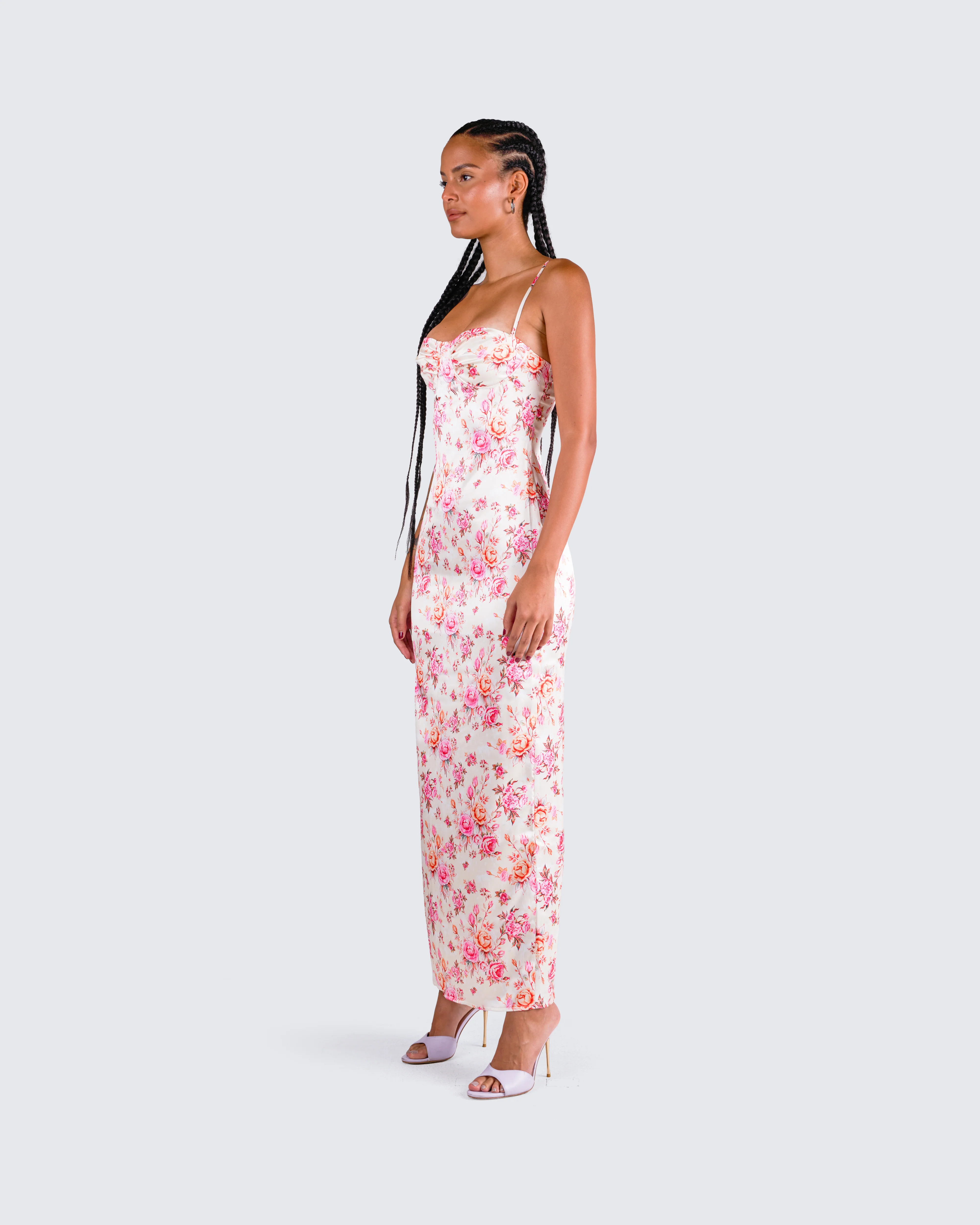 Maelle Ivory Flower Print Dress - Image 5