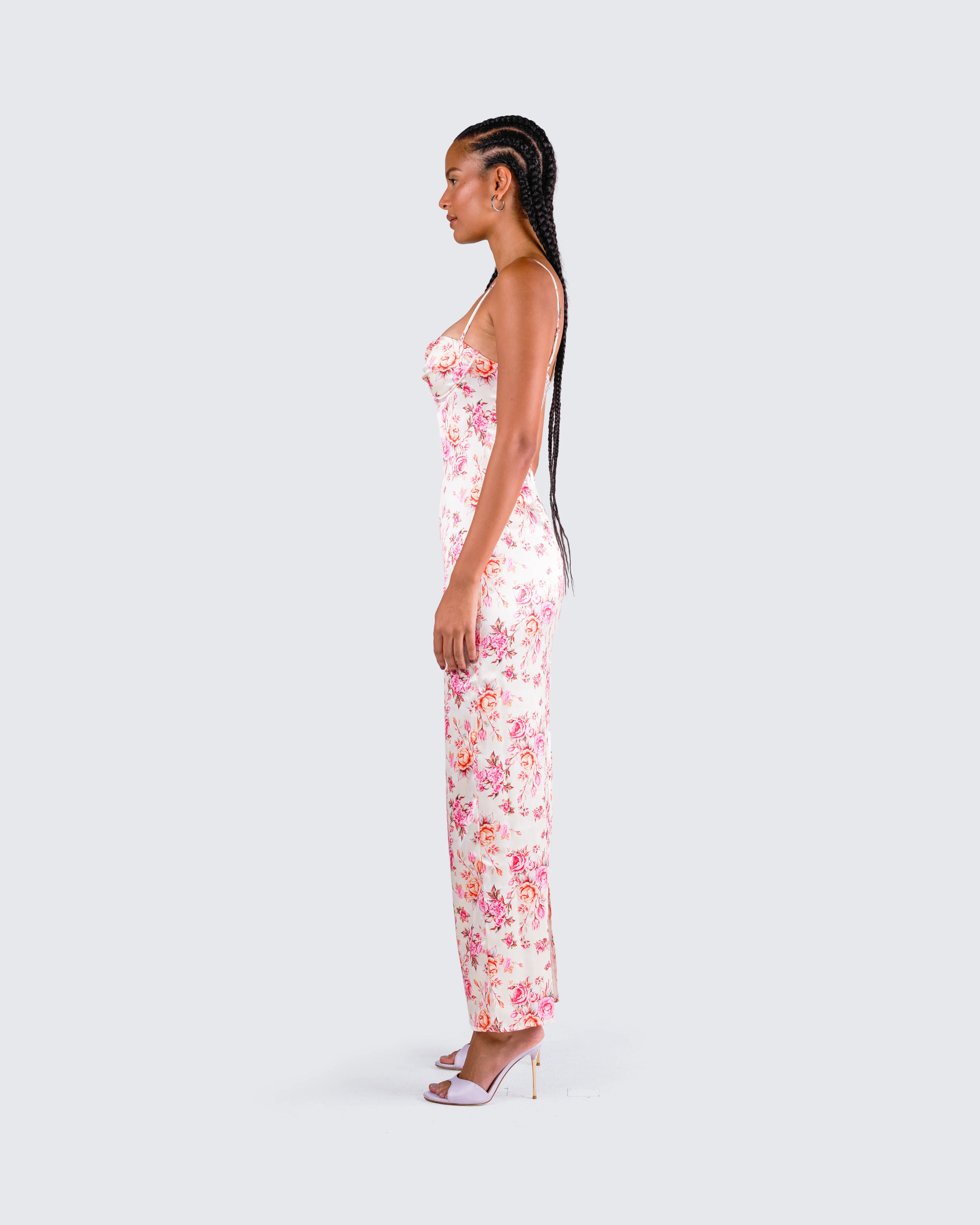 Maelle Ivory Flower Print Dress - Image 6