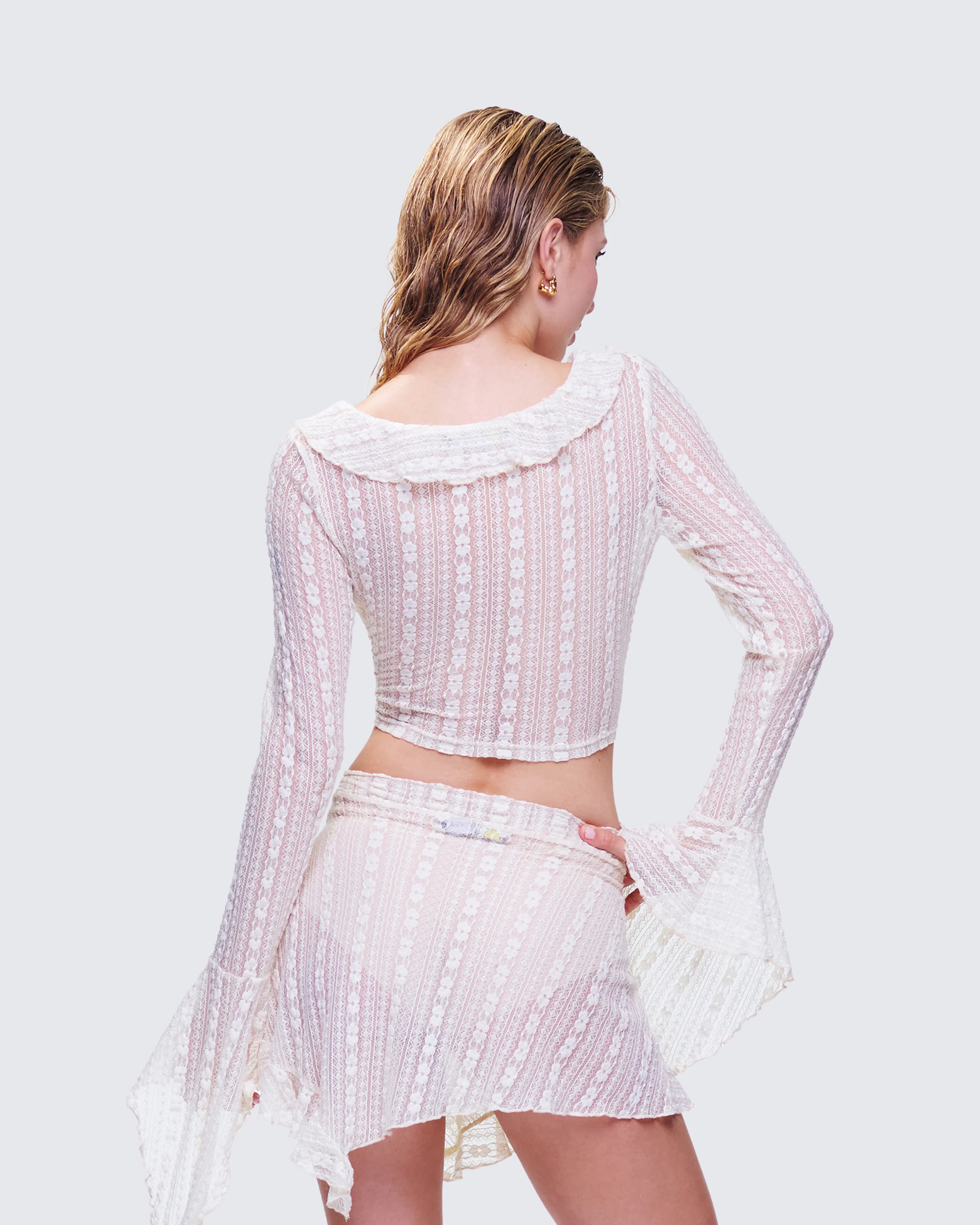 Maeve Ivory Lace Ruffle Top - Image 4