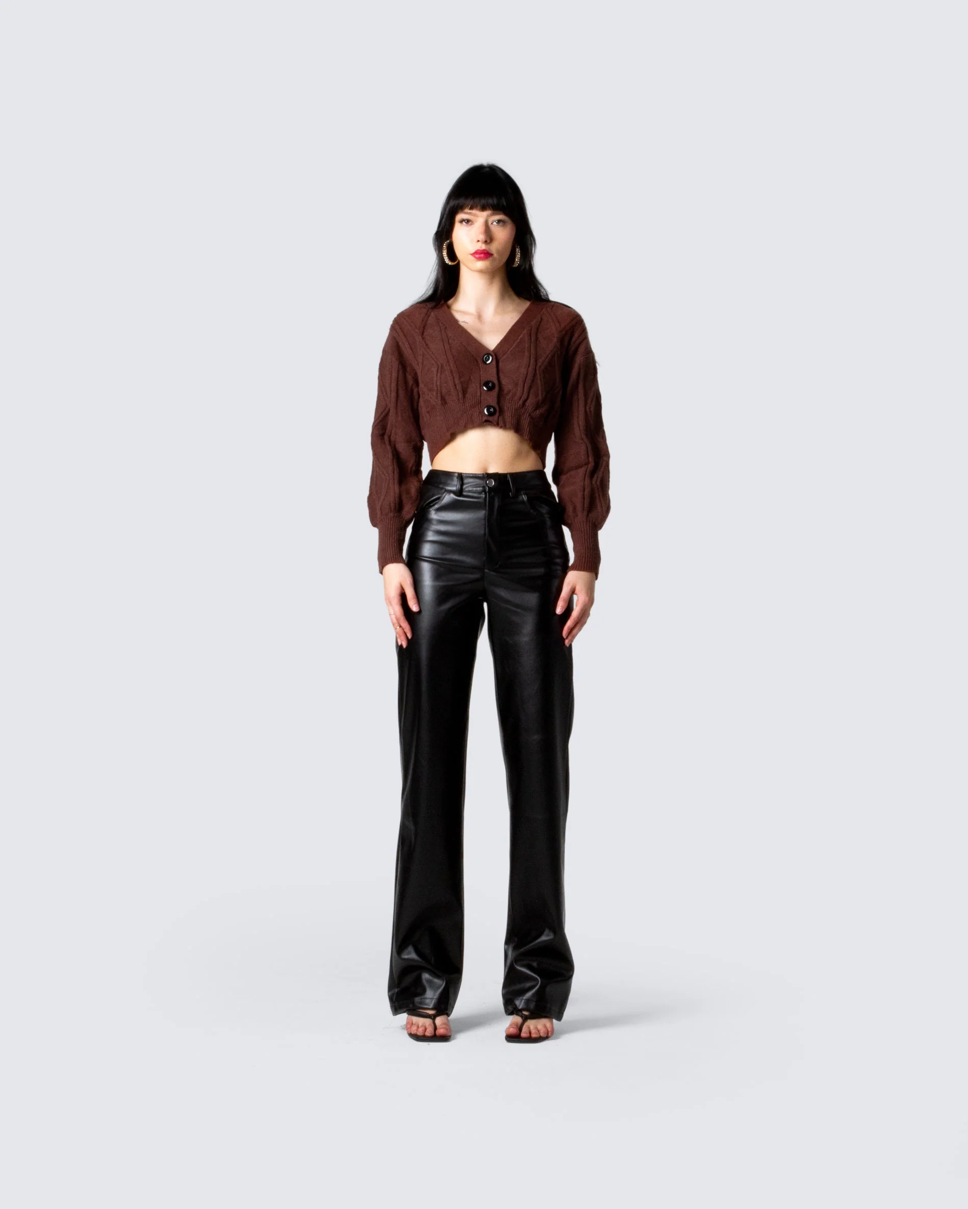 Maggie Brown Cable Knit Cardigan - Image 4