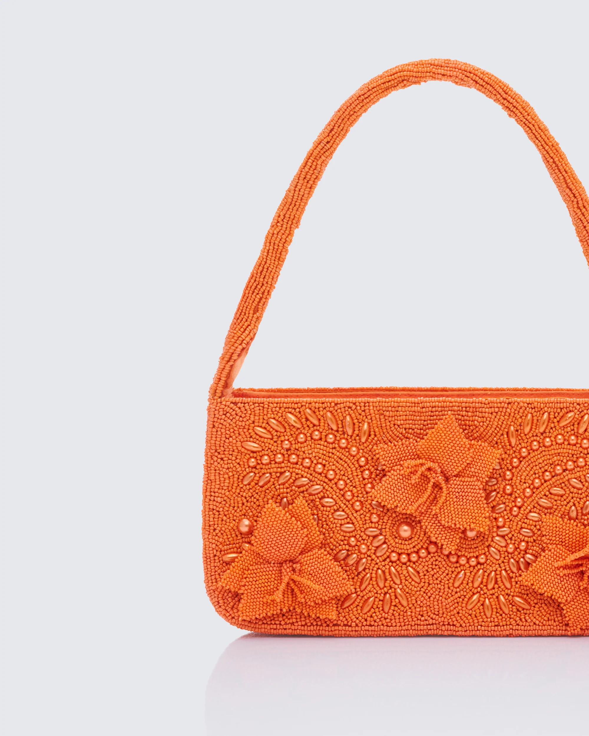 Mahira Orange Embellished Flower Bag - Image 3