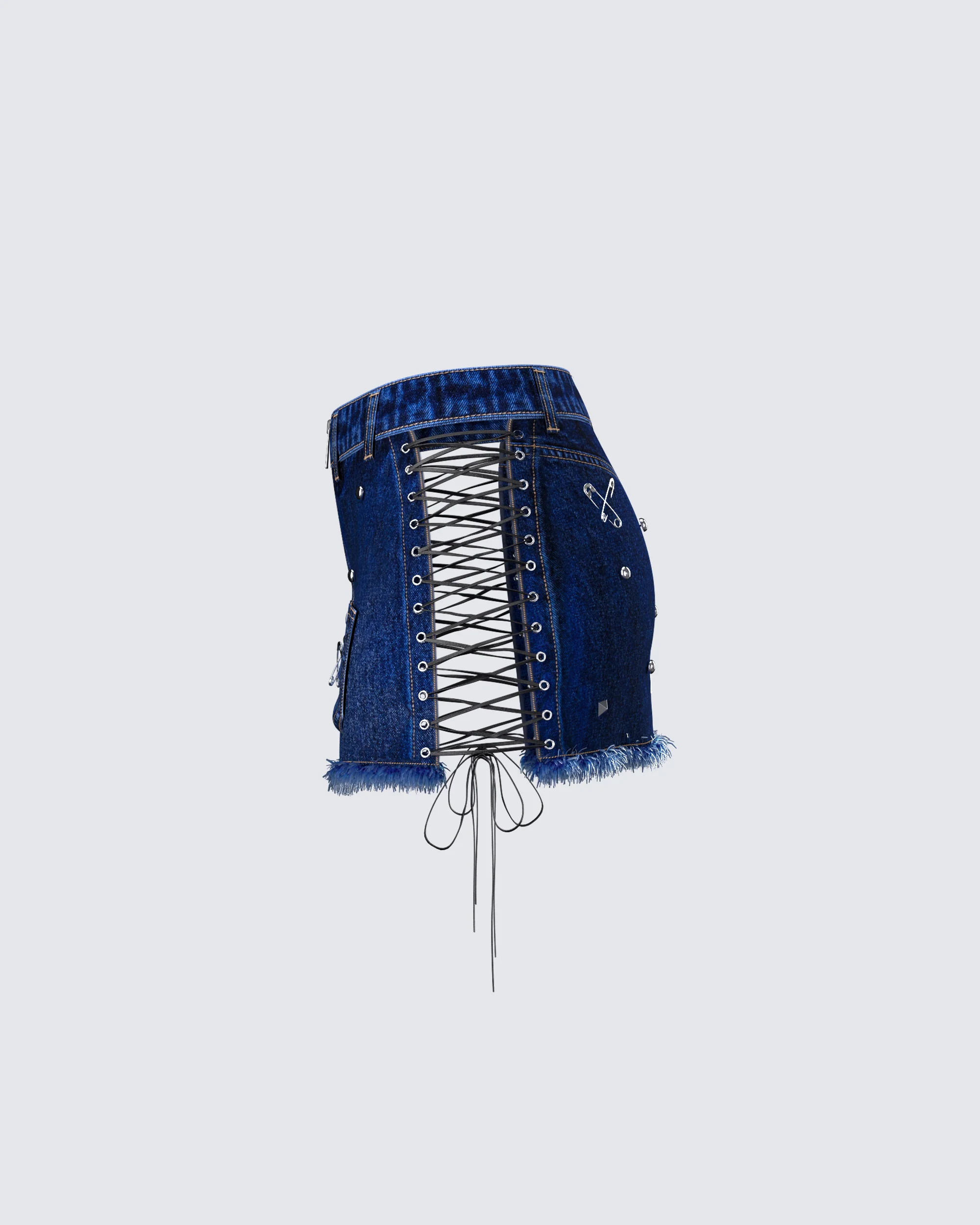 Maja Blue Denim Lace Up Micro Mini Skirt - Image 2