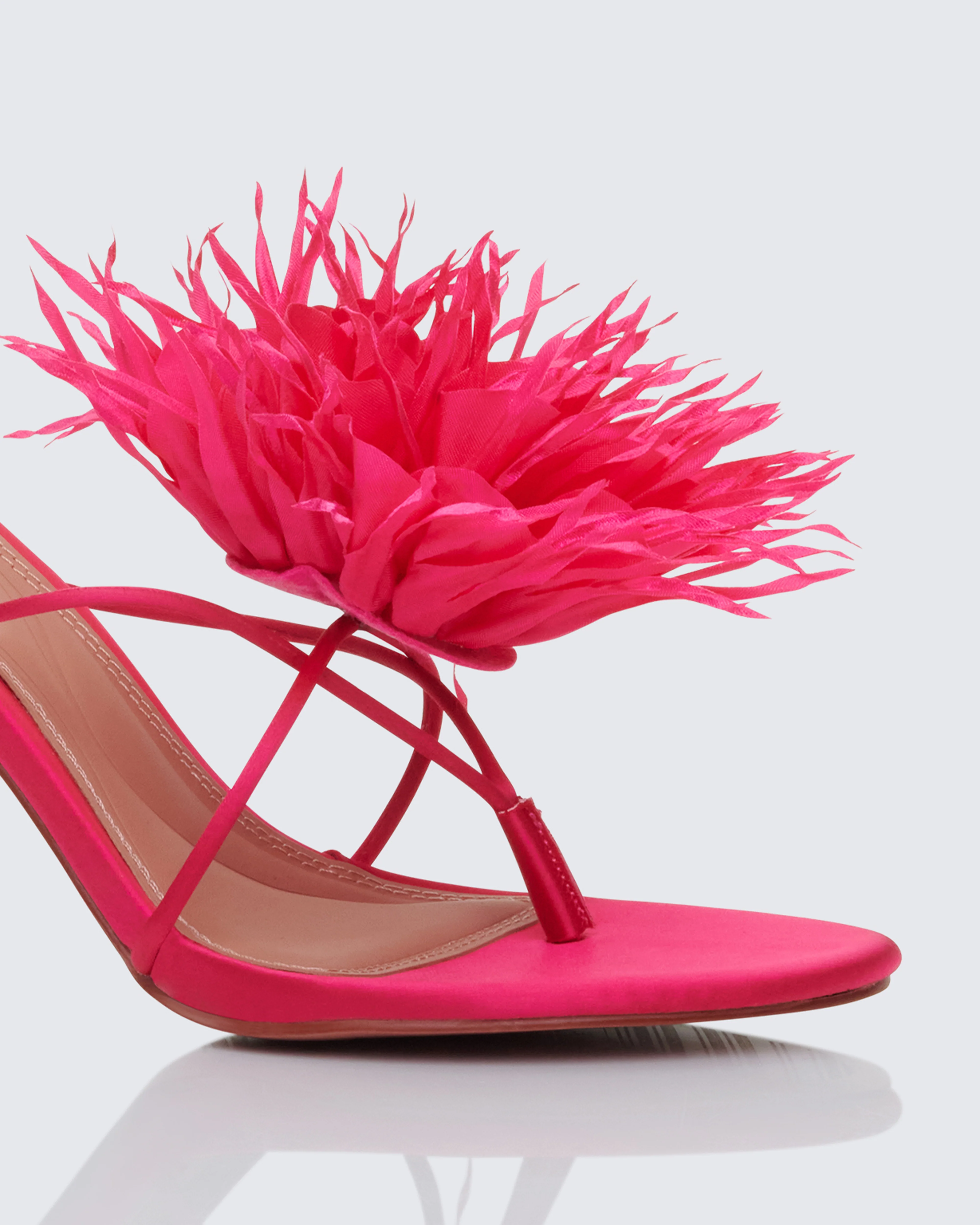 Majesty Fuchsia Diamante Corsage Thong Sandal - Image 4