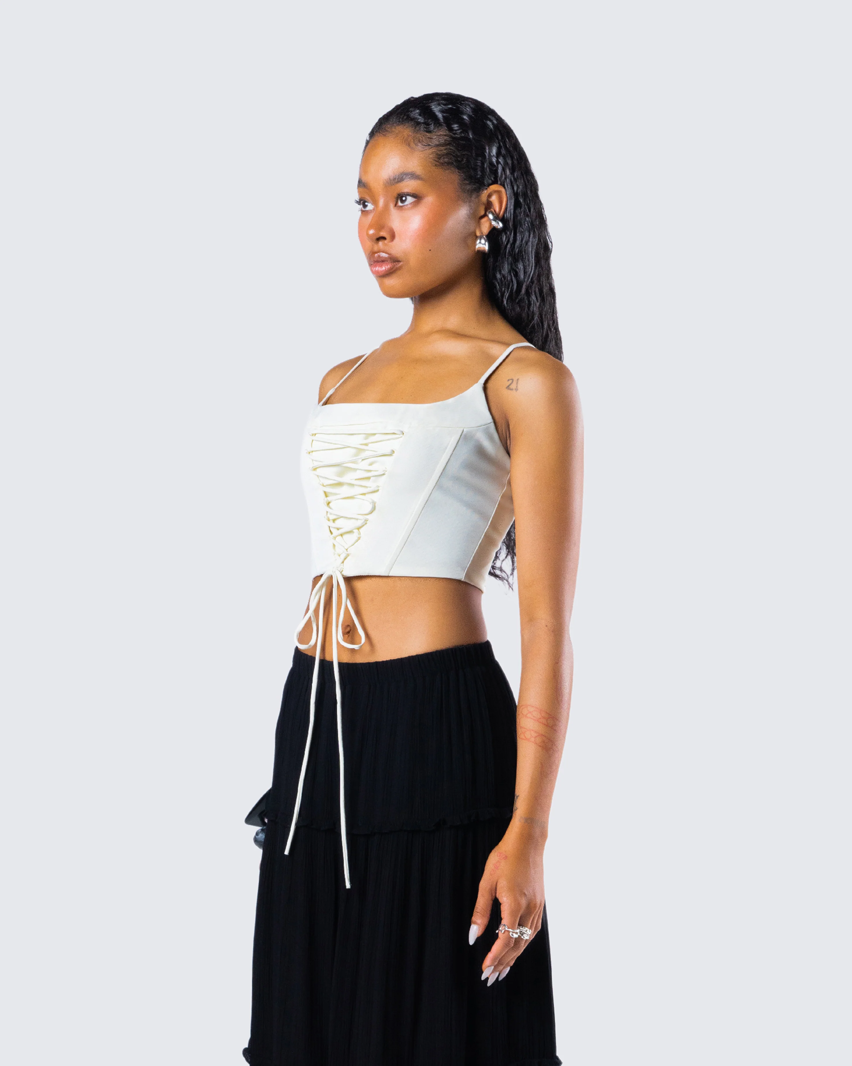 Malia Ivory Lace Up Corset Top - Image 5
