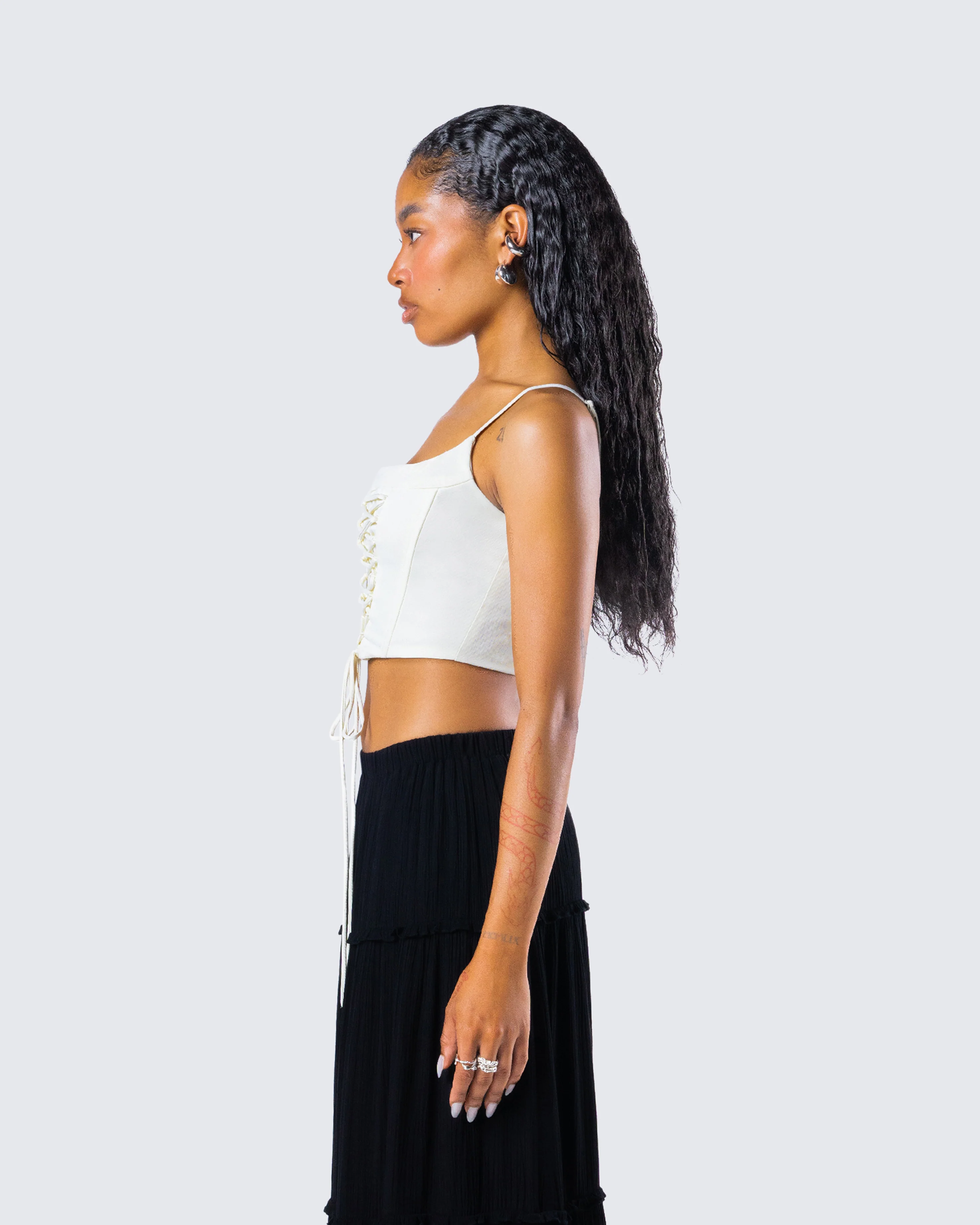 Malia Ivory Lace Up Corset Top - Image 6