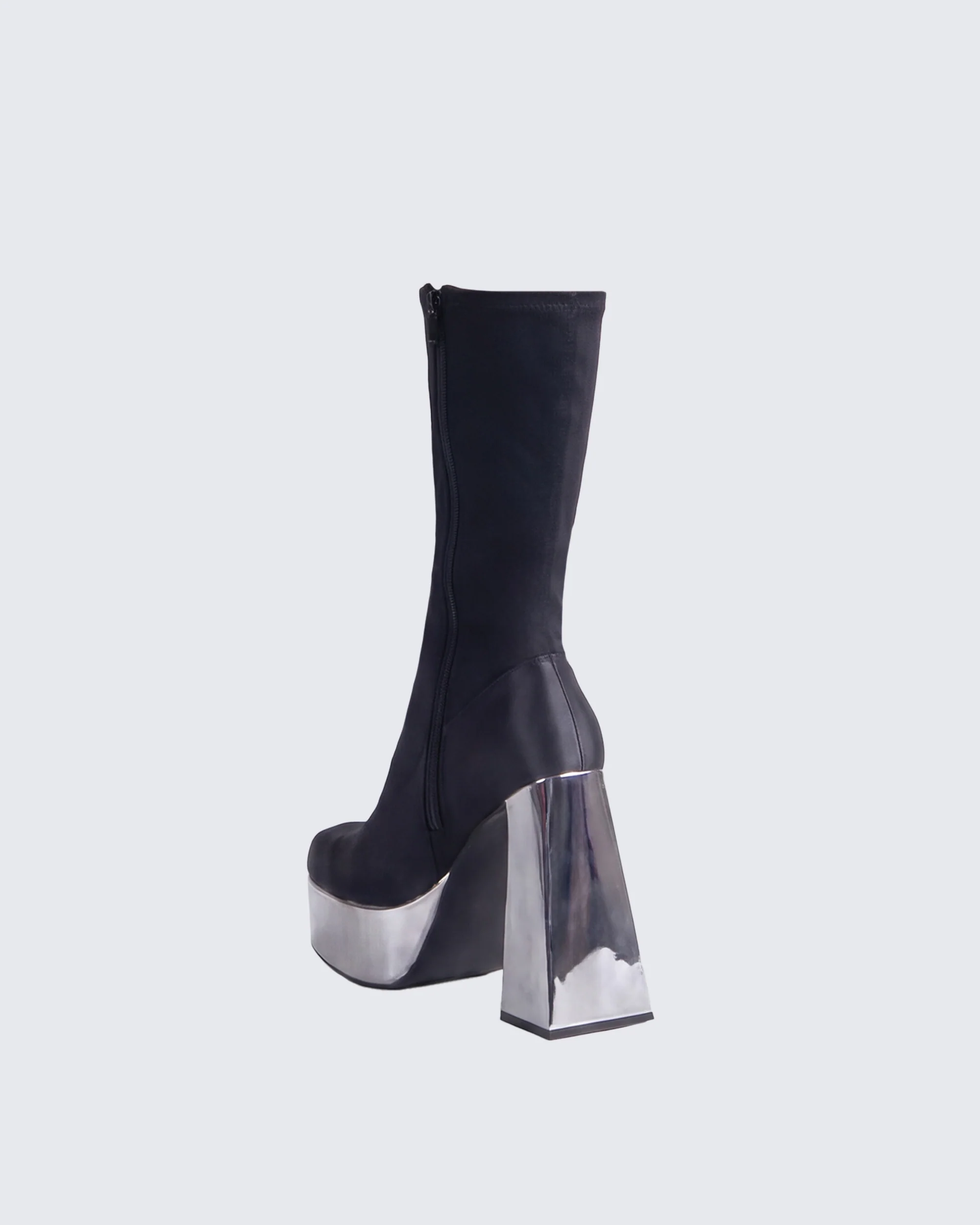 Marcil Black Heeled Platform Boot - Image 3