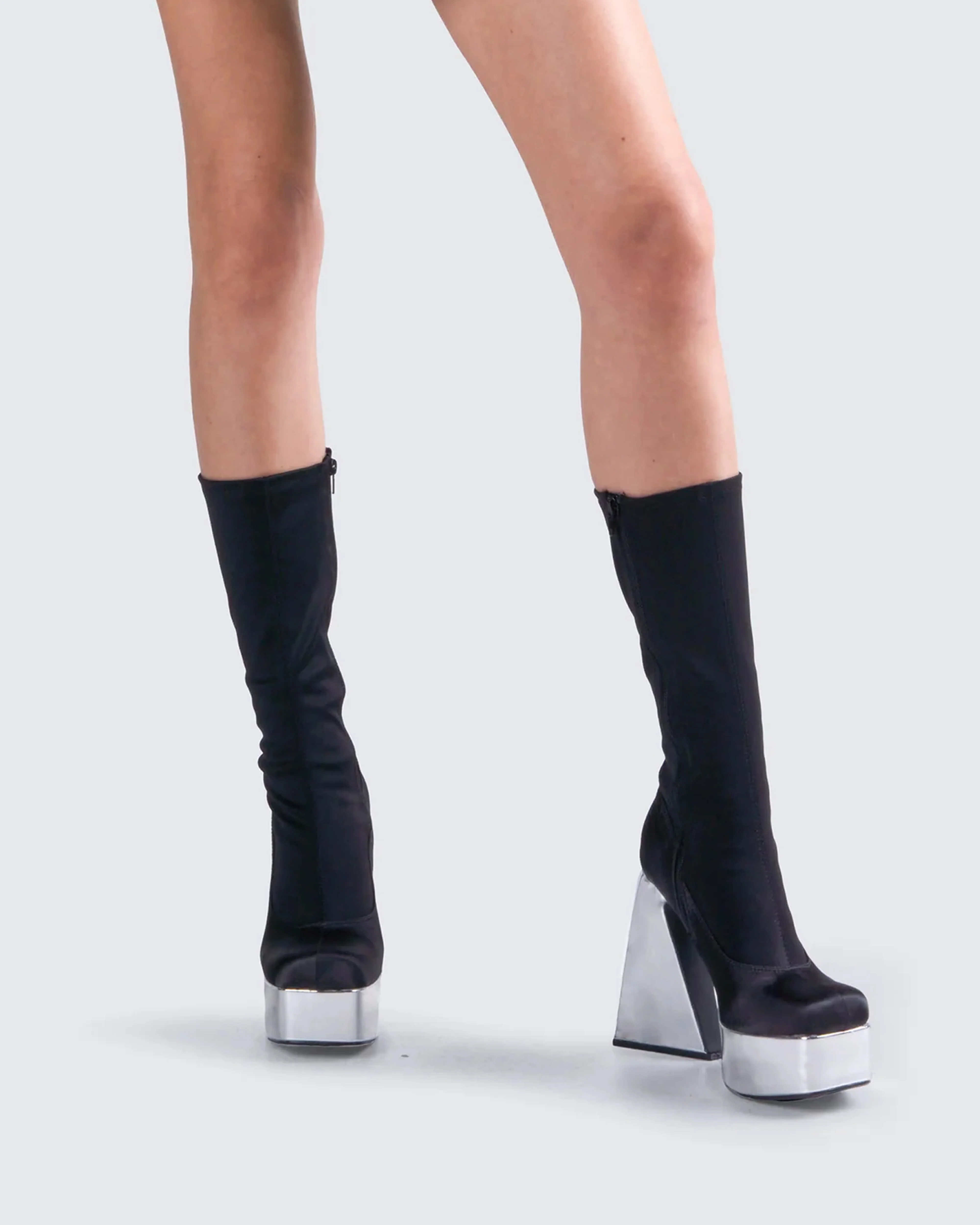 Marcil Black Heeled Platform Boot - Image 4