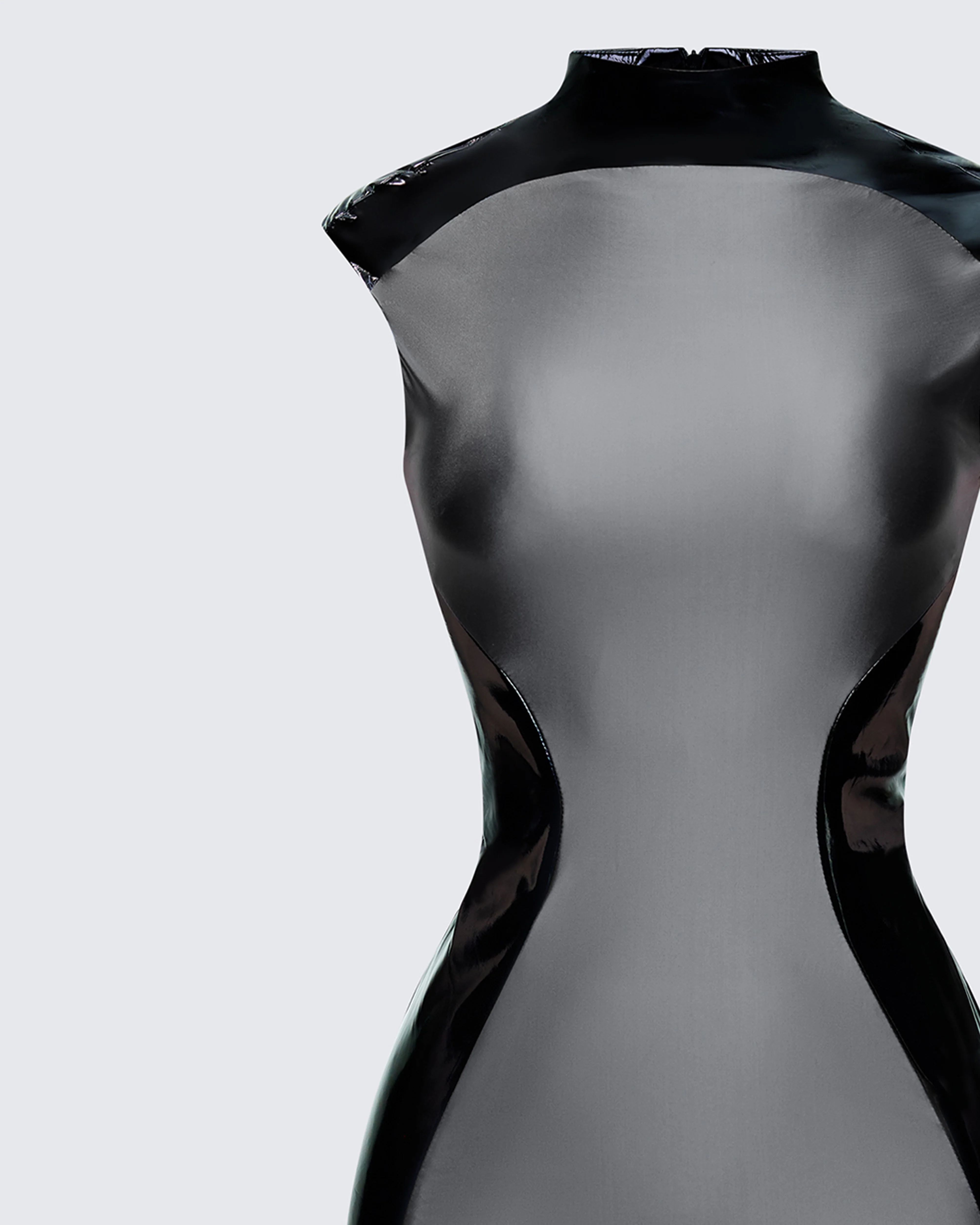 Marea Black Vinyl Contour Dress - Image 6