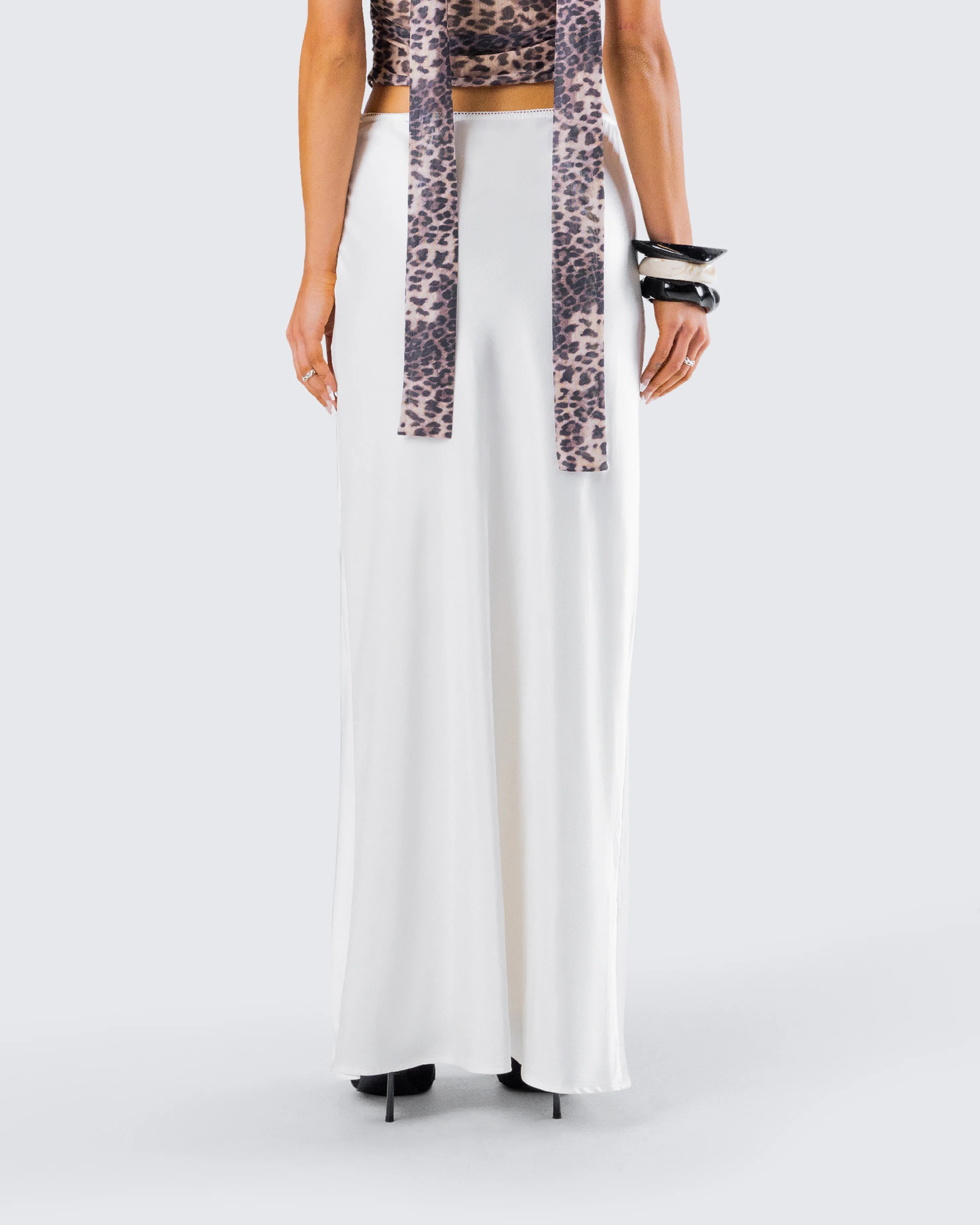 Maree White Low Rise Maxi Skirt - Image 7