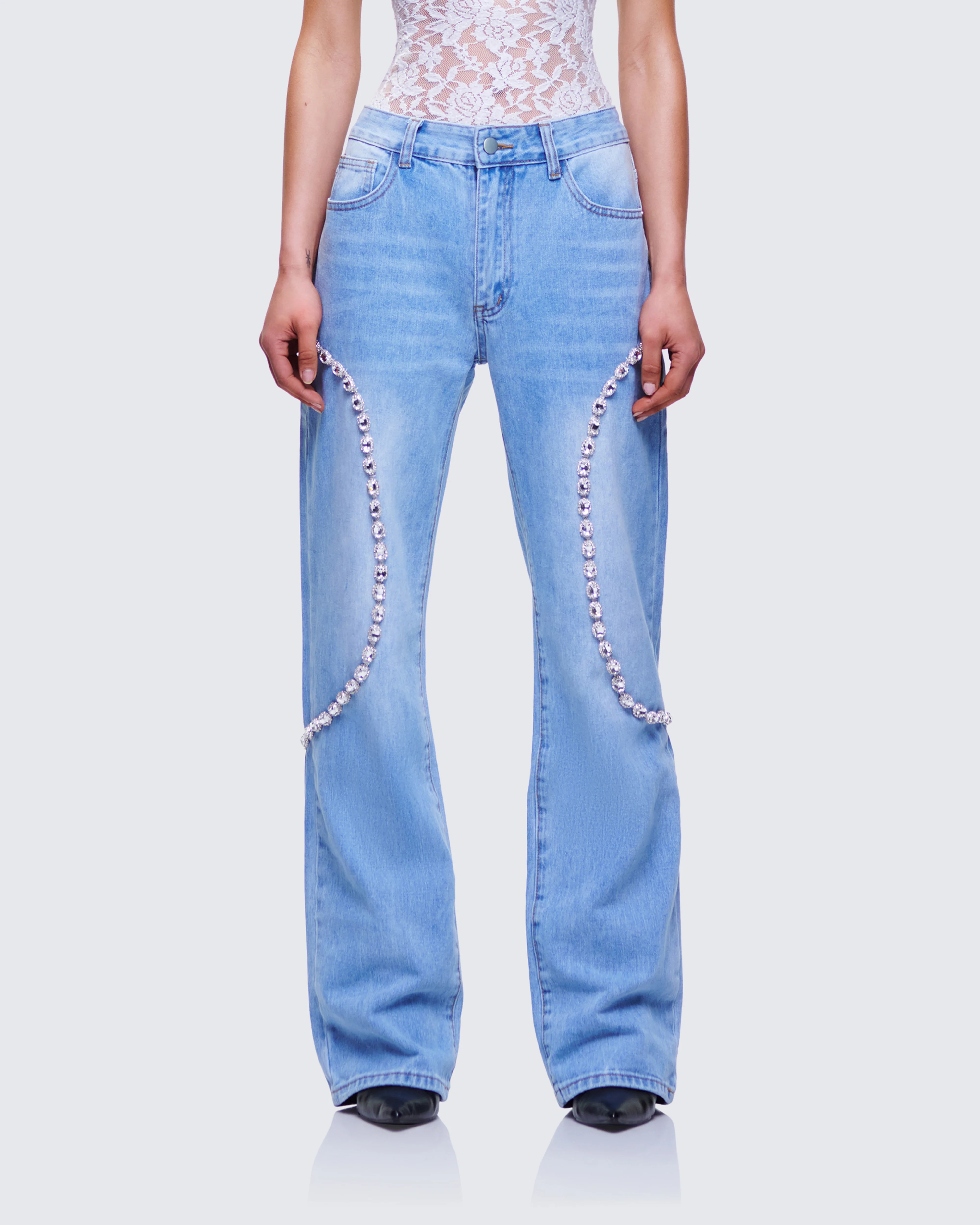 Margaux Blue Denim Diamanté Path Jean - Image 2