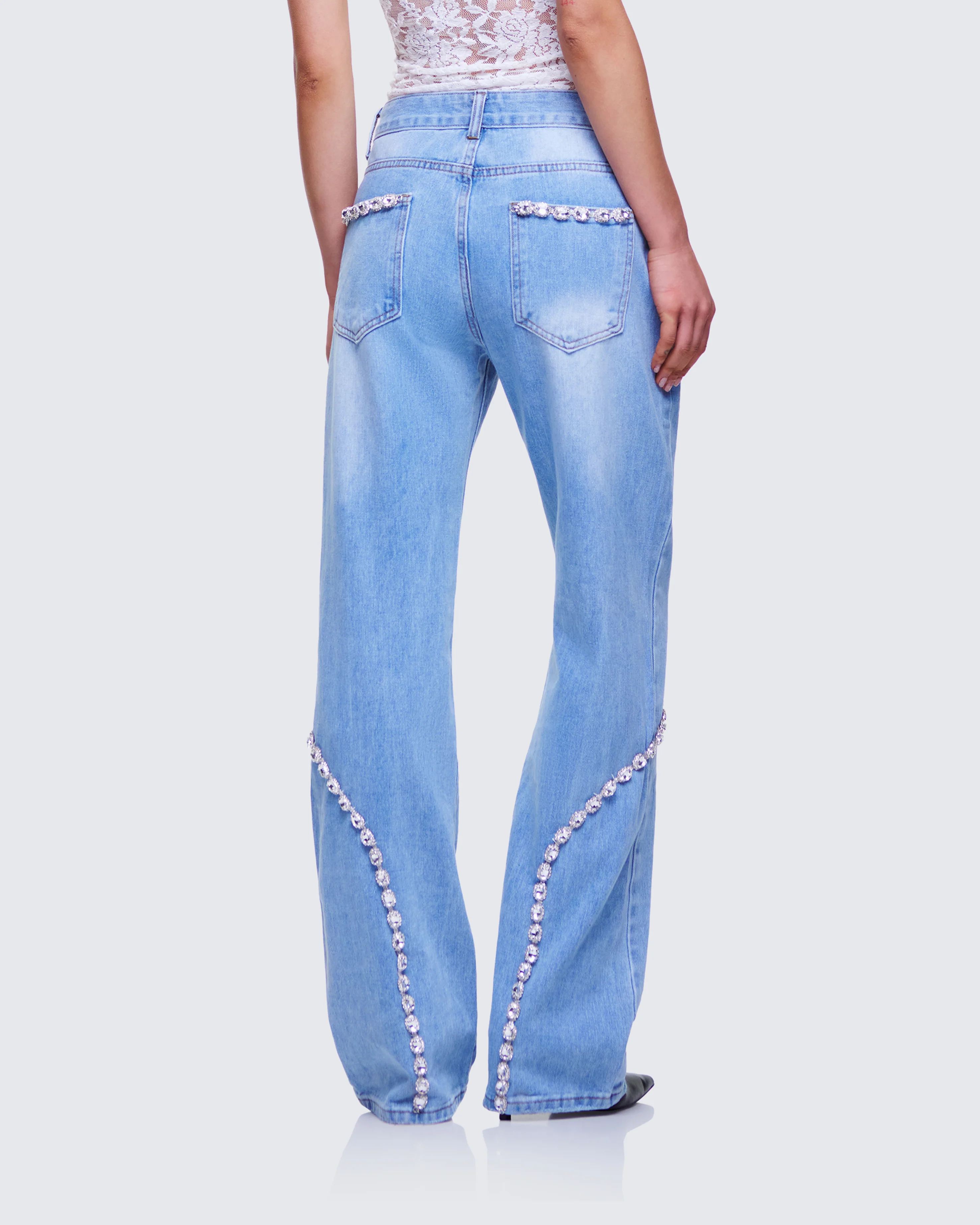 Margaux Blue Denim Diamanté Path Jean - Image 4