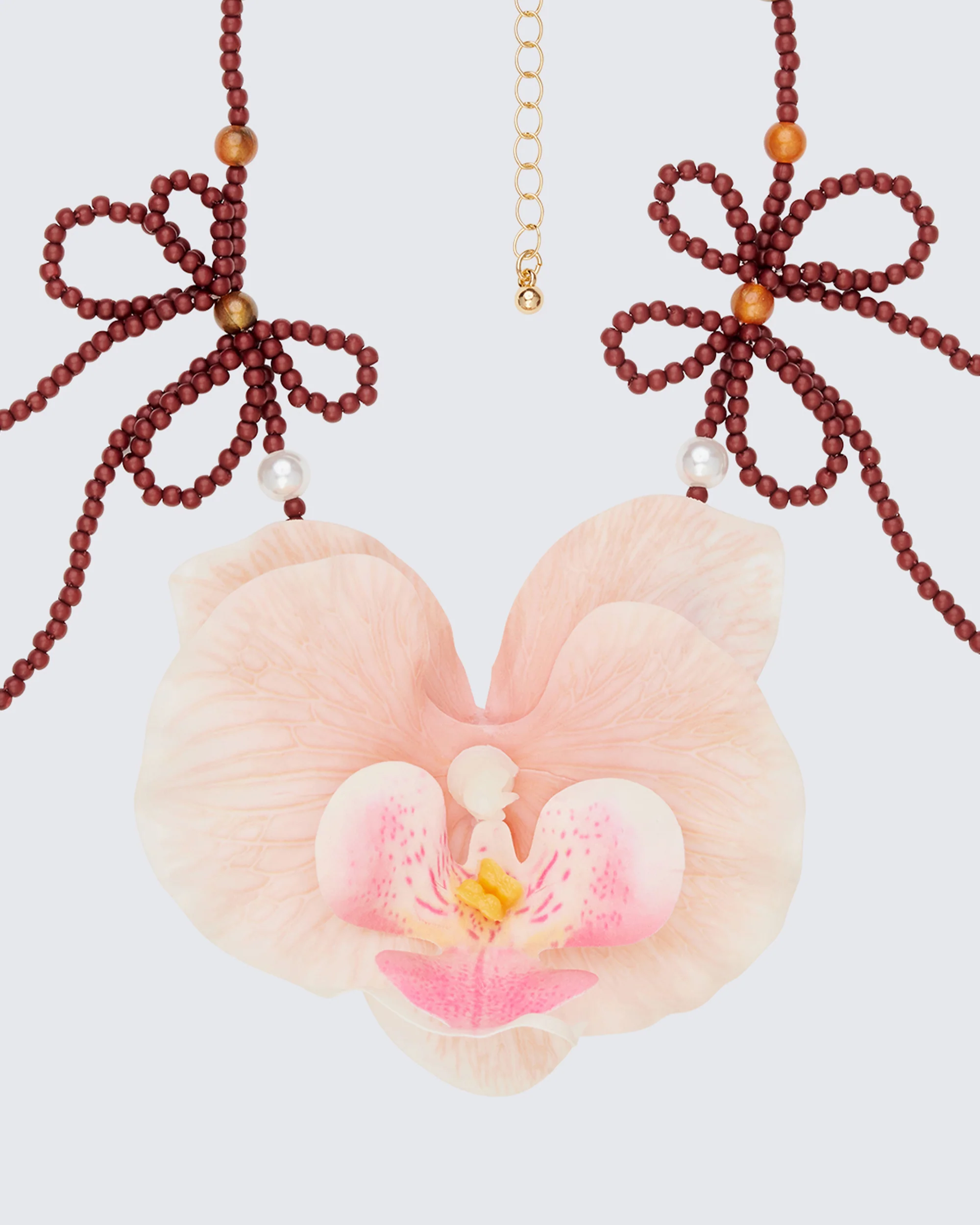 Marigold Pink Orchid Bead Choker - Image 2