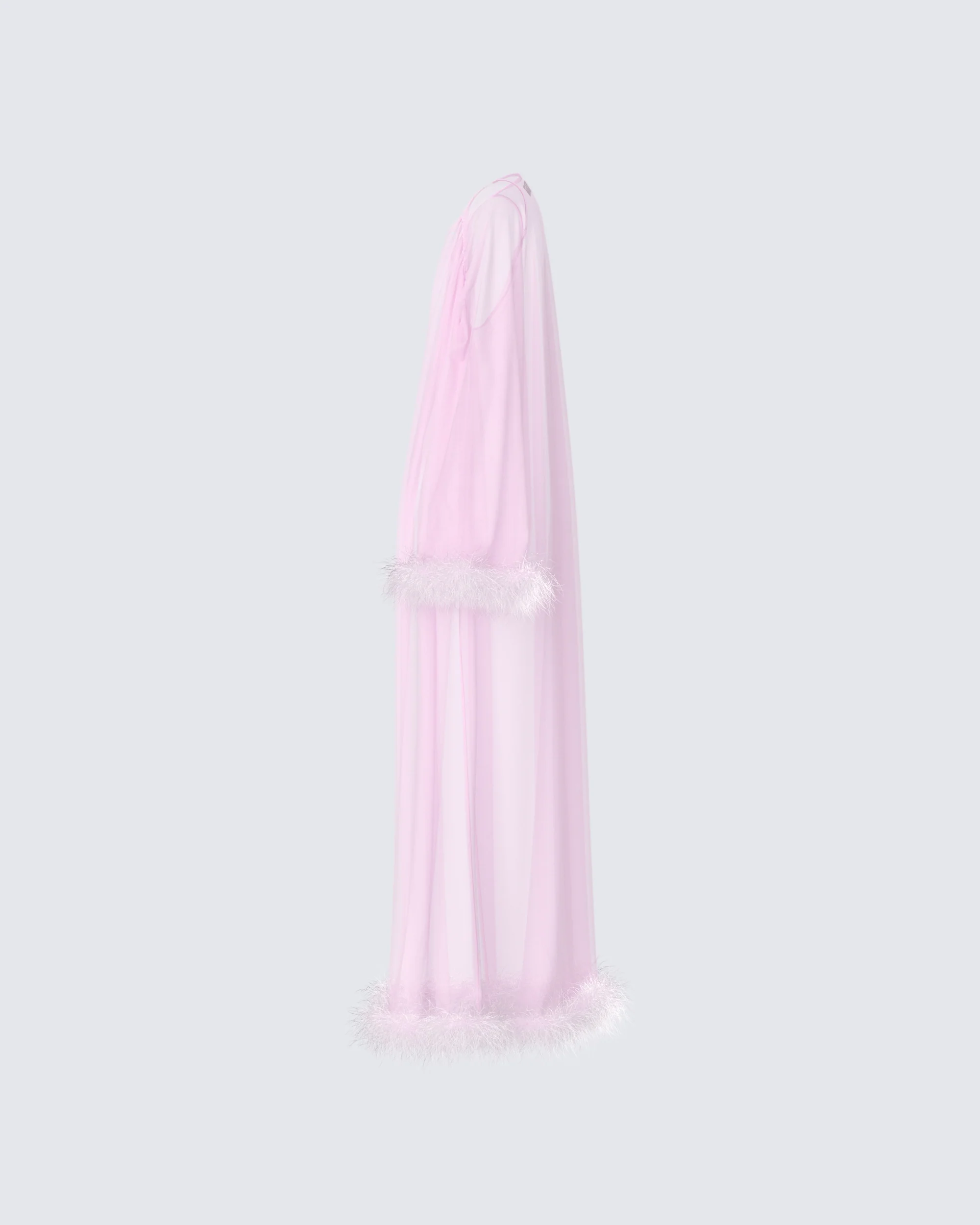 Maris Pink Feather Trim Robe - Image 2