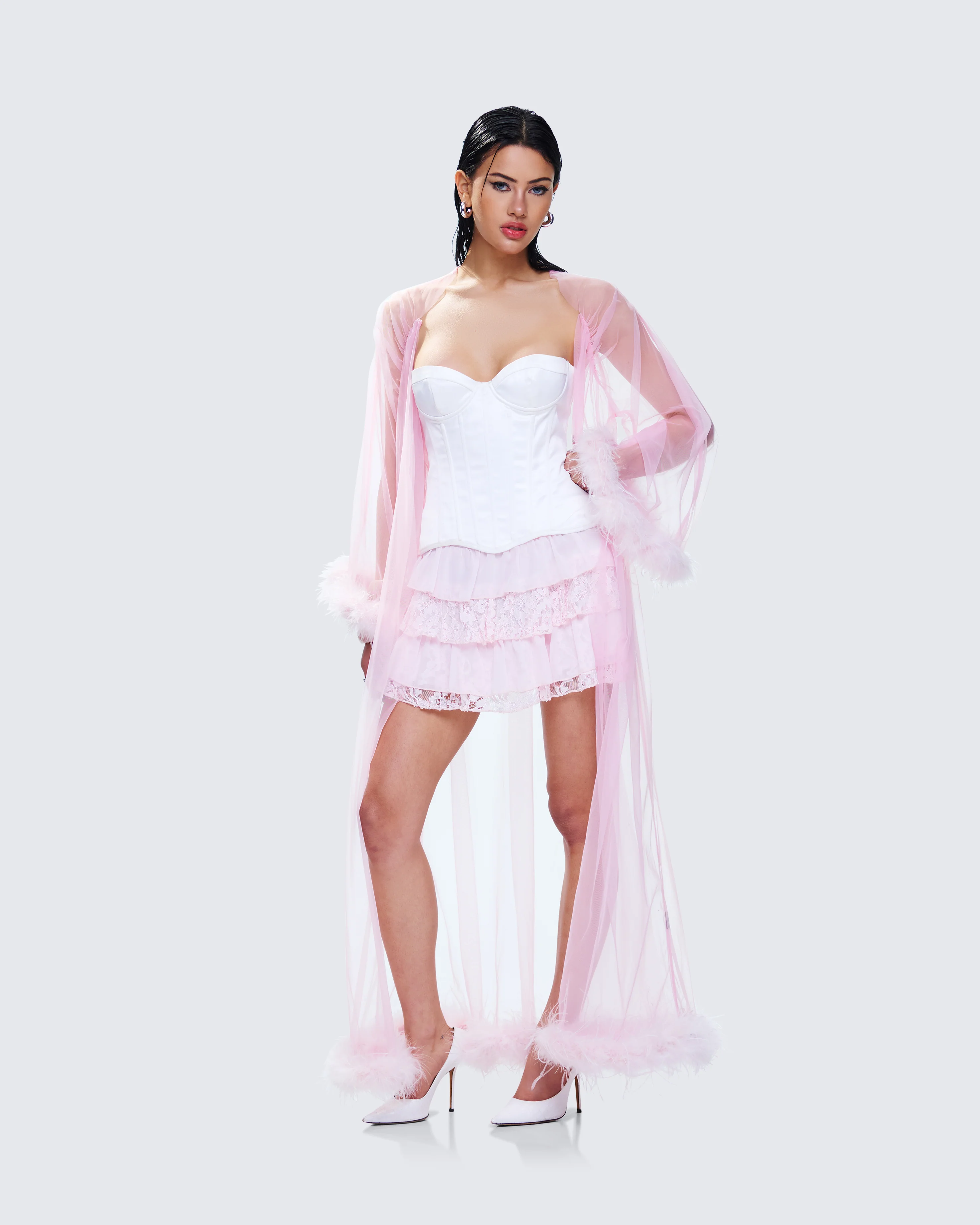 Maris Pink Tiered Ruffle Mini Skirt - Image 6
