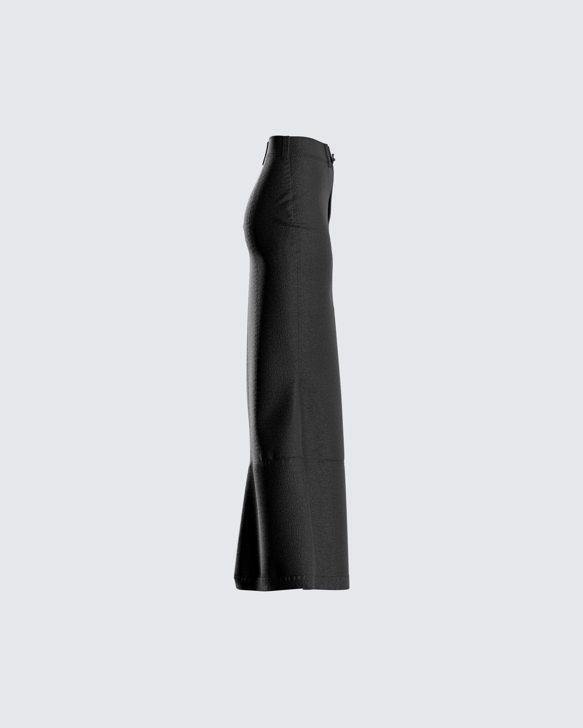 Martha Black Twill Maxi Skirt - Image 2