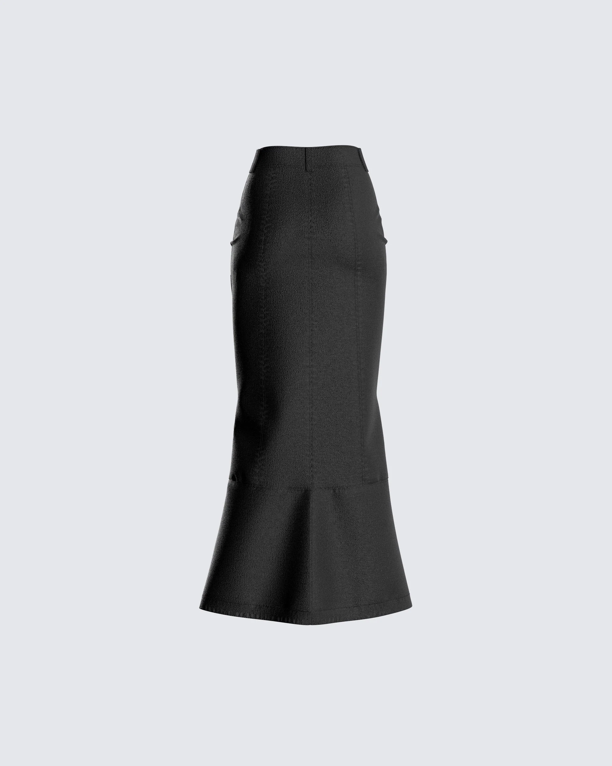 Martha Black Twill Maxi Skirt - Image 3