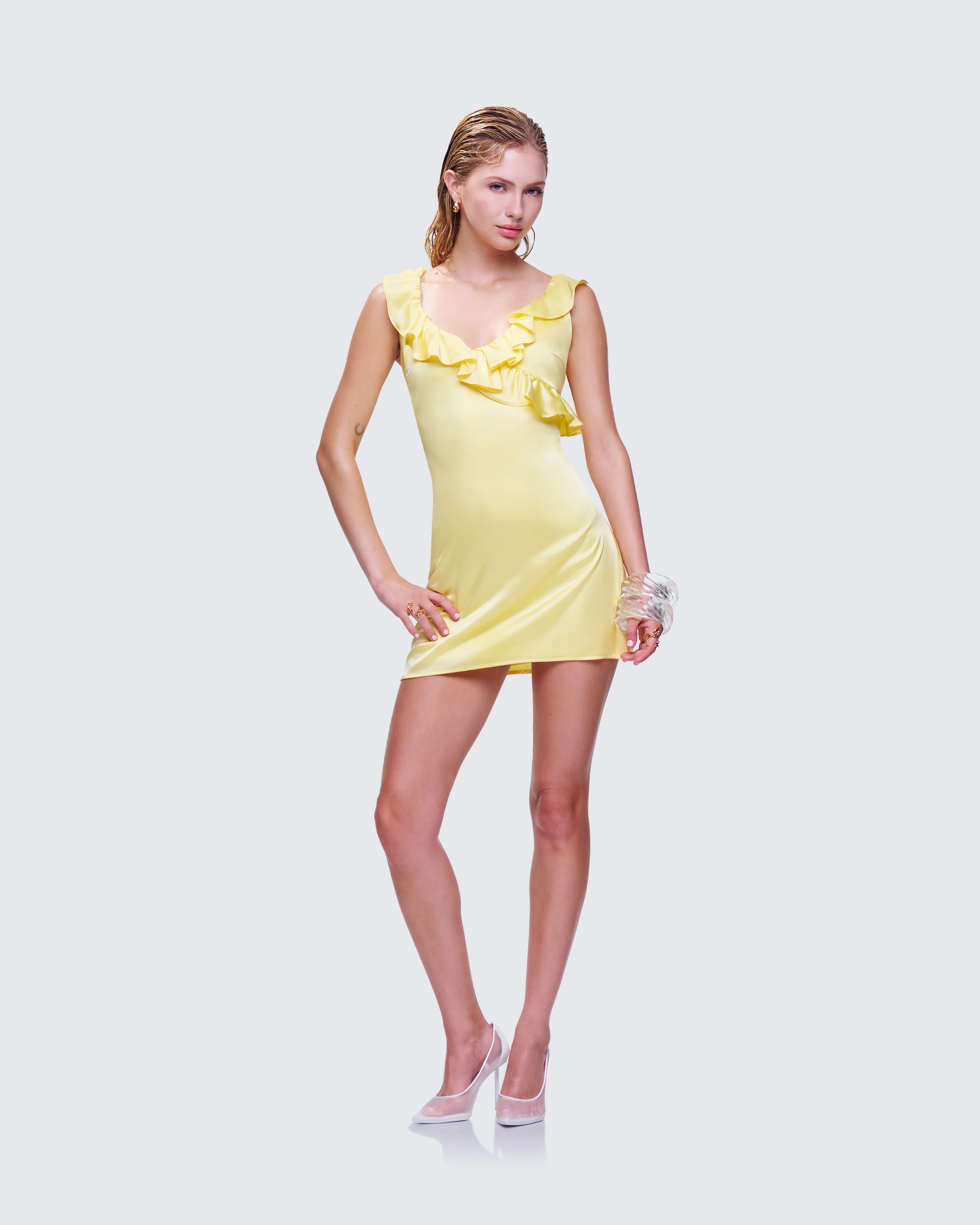 Matilda Yellow Mini Dress - Image 4